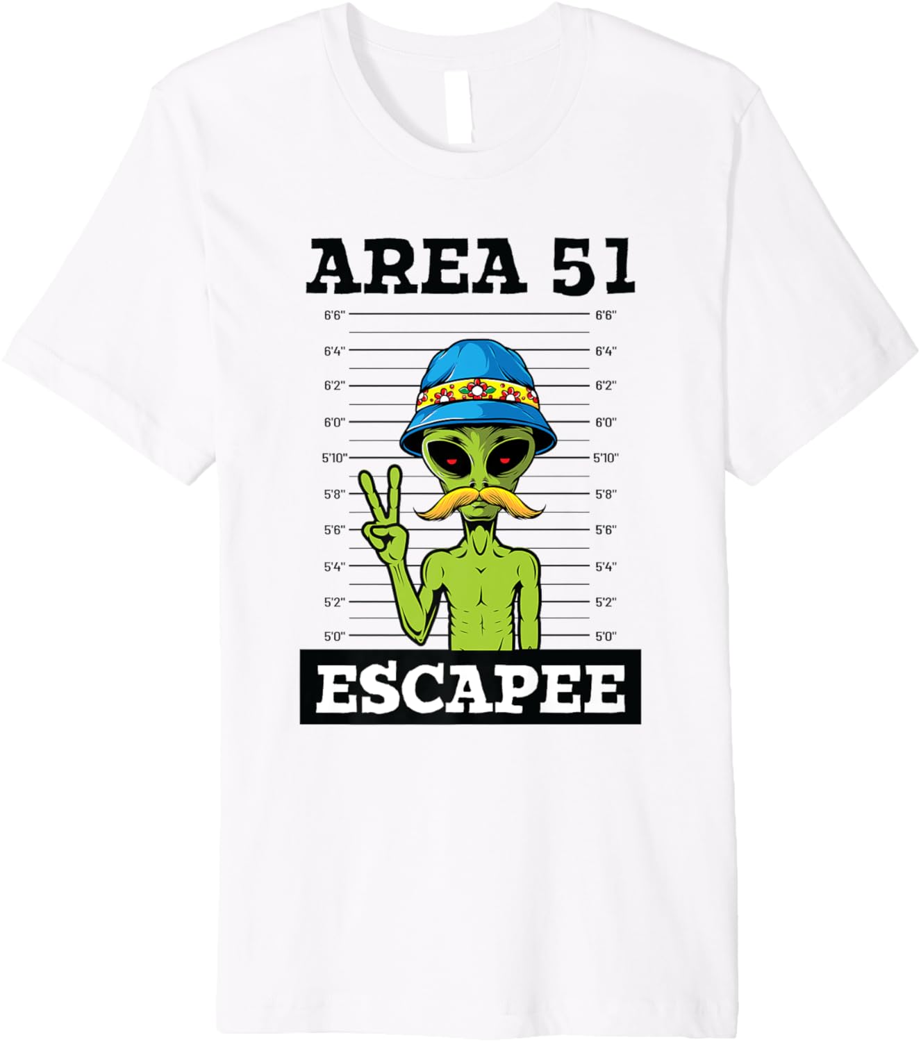 sarcastic alien illustration , alien area 51 , alien escapee Premium