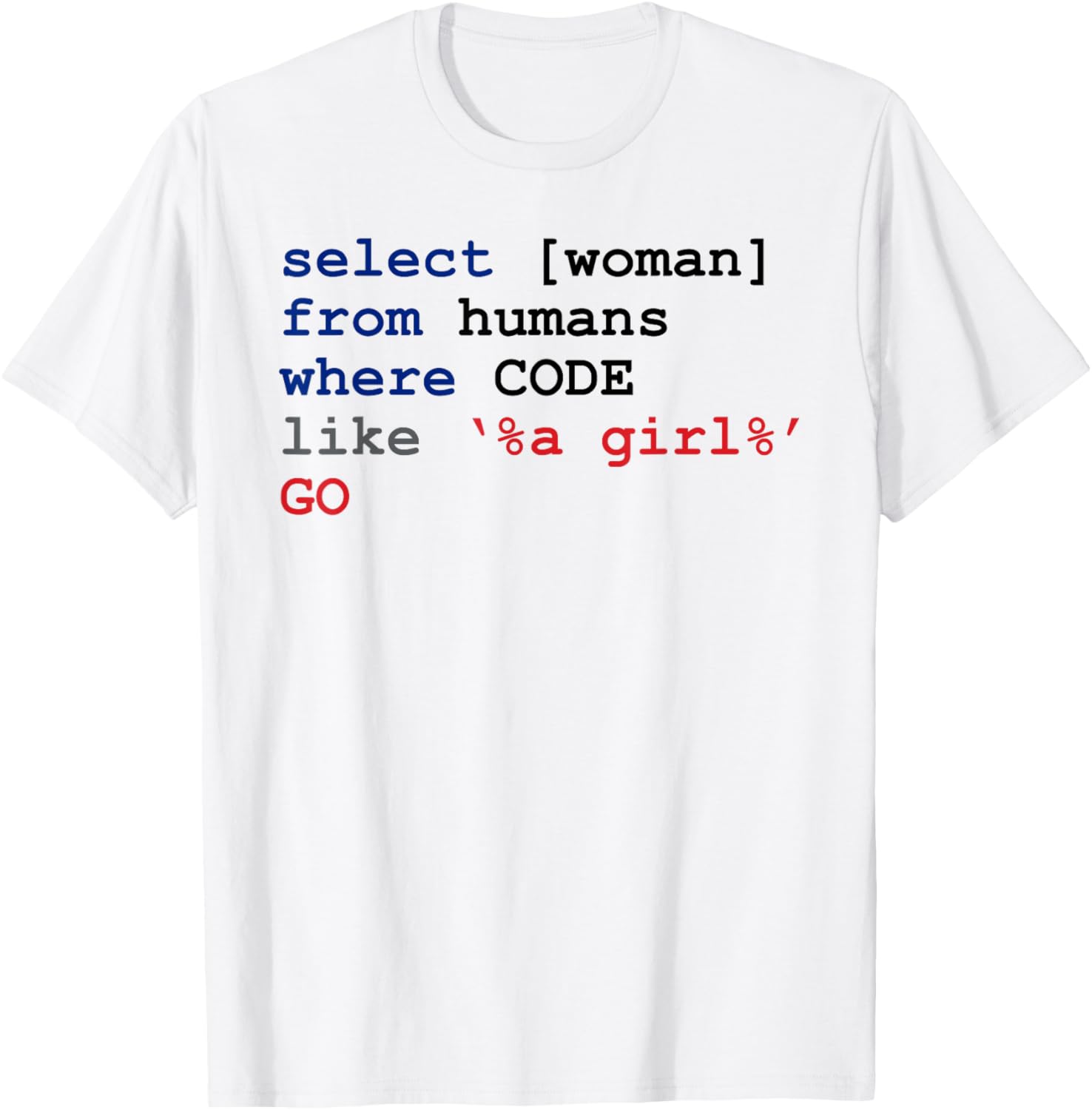Code Like A Girl SQL Command Woman Programmer T shirt