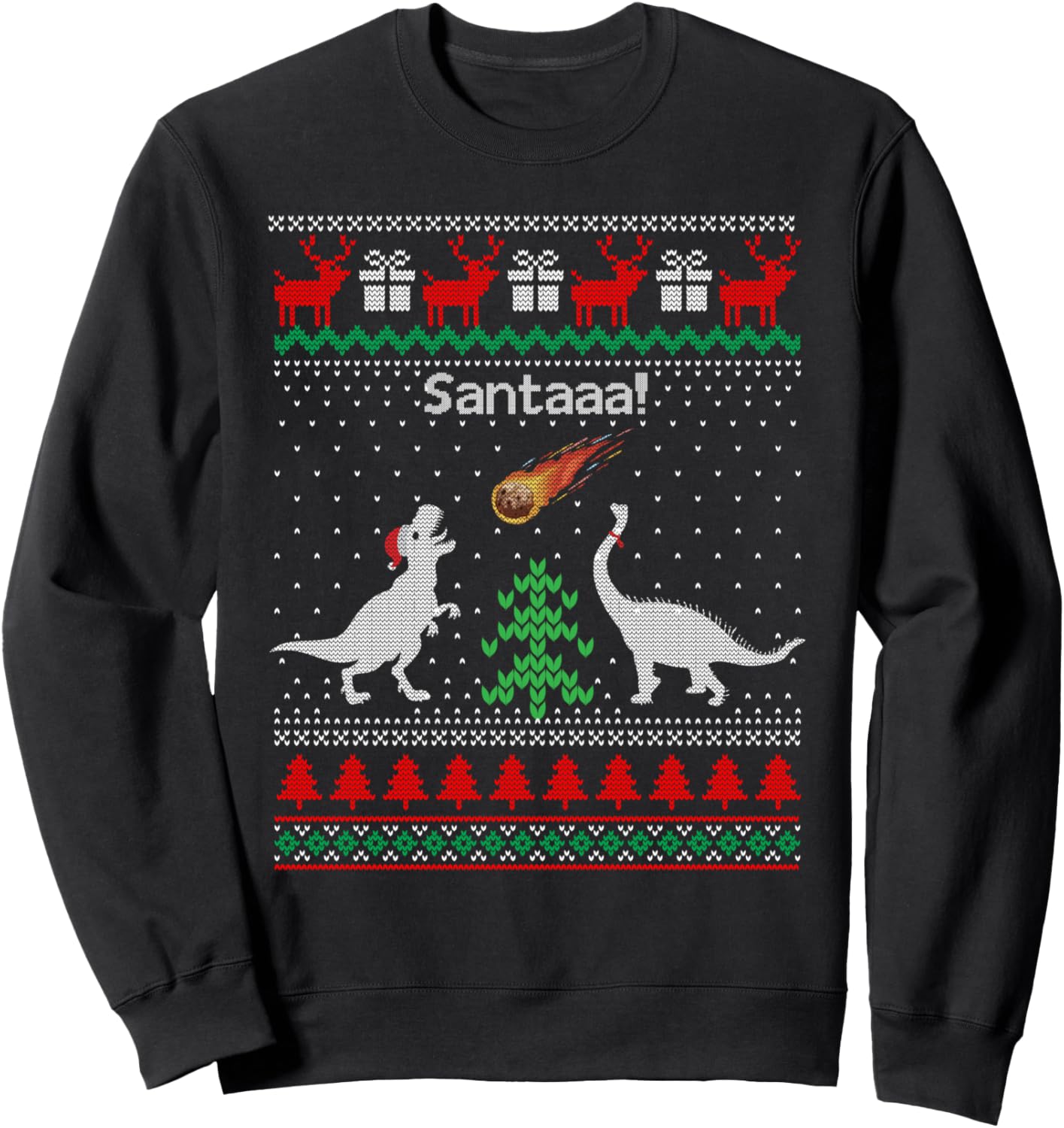 Santa Dinosaur Sweater Ugly Christmas Sweater Dinosaur Sweatshirt