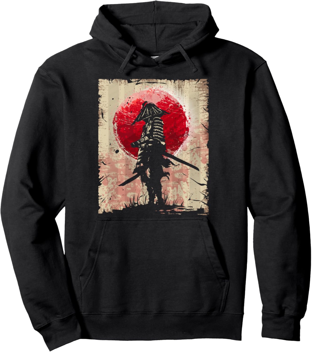 Japanese Art Samurai Vintage Fighter Retro Design Pullover Hoodie