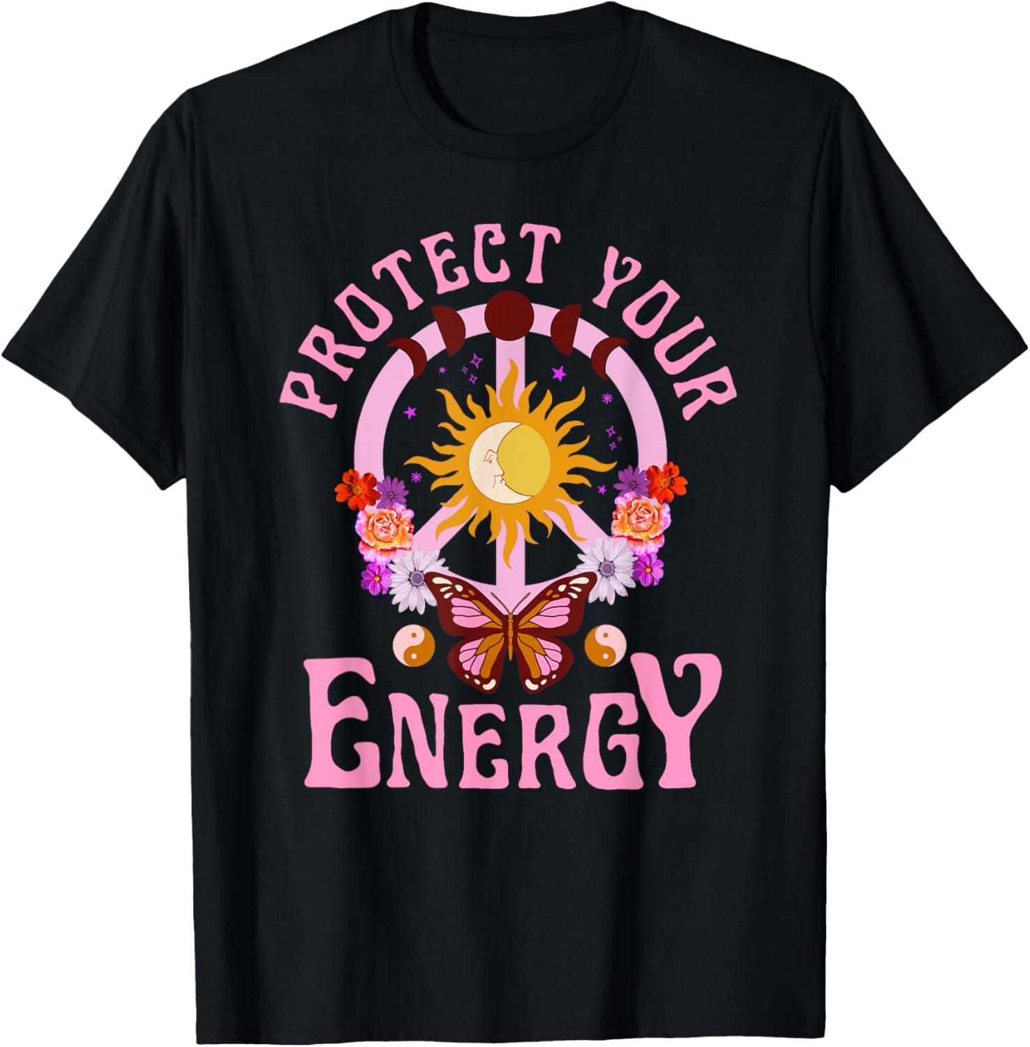 Protect Your Energy Graphic Top peace moon celestial hippie