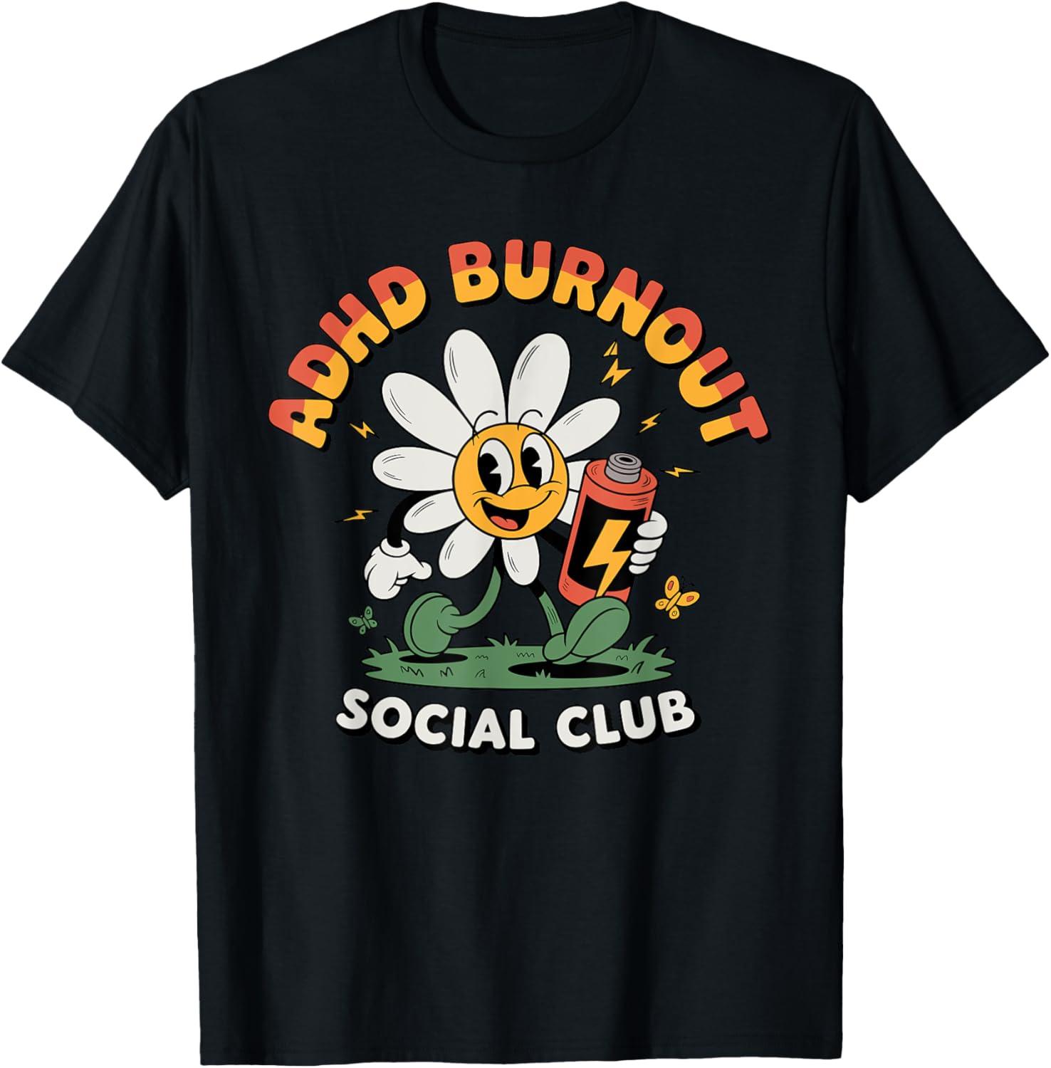 ADHD Burnout Social Club Retro Daisy Flower