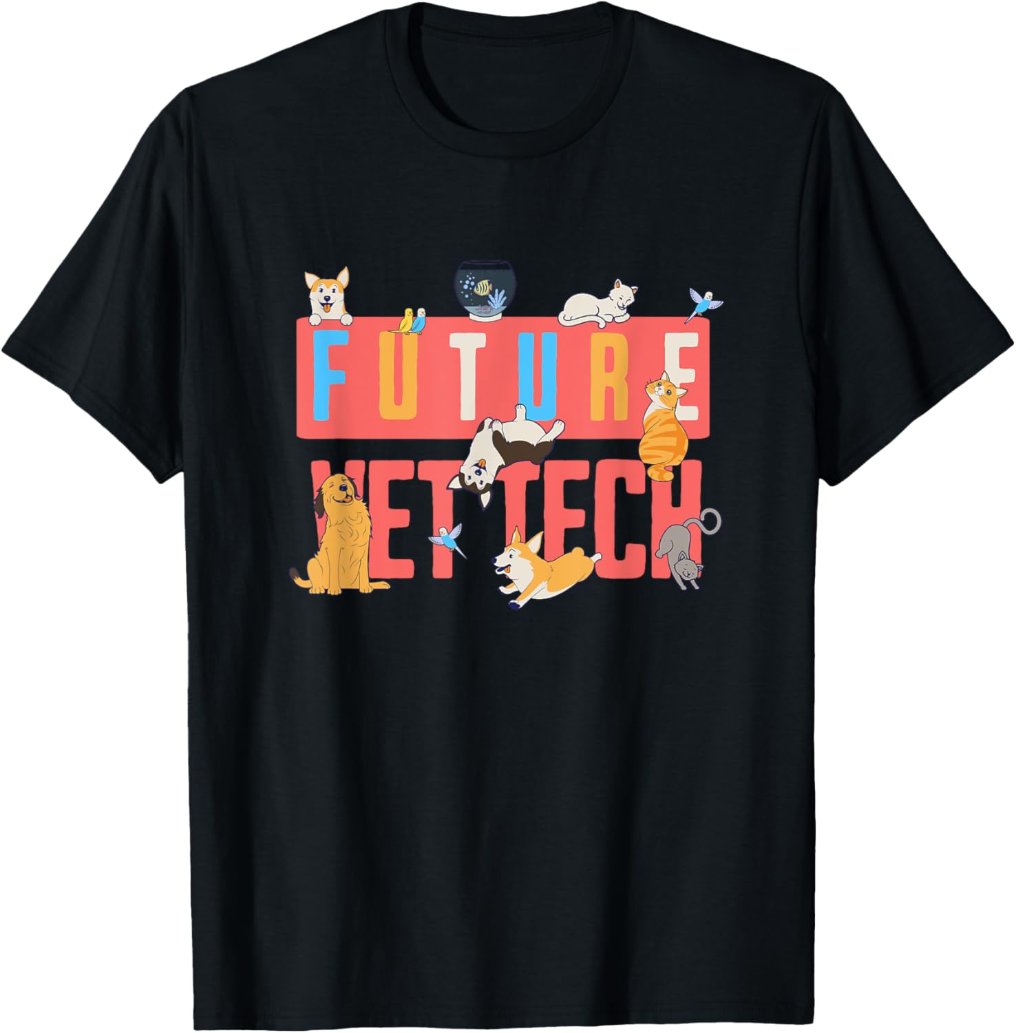 Future Vet Tech Apparel Fun For Future Vet Technicians Unisex Adults and Kids Black Small Short Sleeve