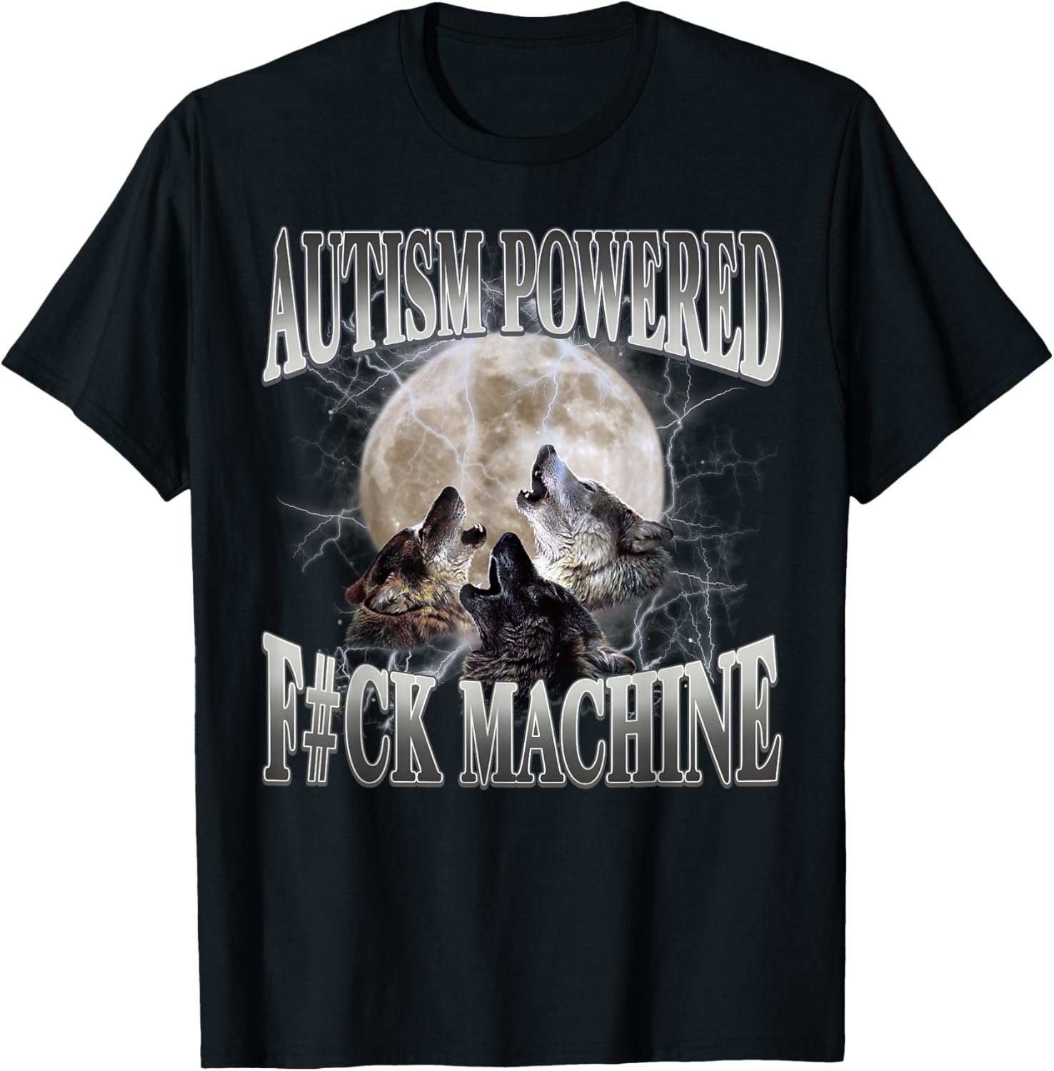 Autism Powered F#Ck Machine Funny Meme Wolf Autistic Retro