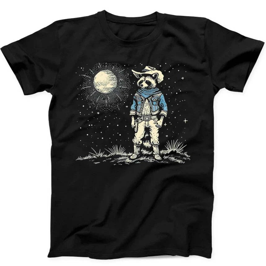 Raccoon Cowboy Western Gun Best Seller Funny Gift Black T Shirt 261