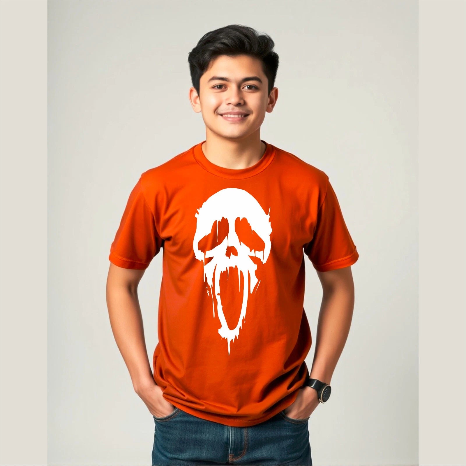 Scream Mask Halloween T shirt Scary Movie Spooky Ghost Face Horror Slasher Tee