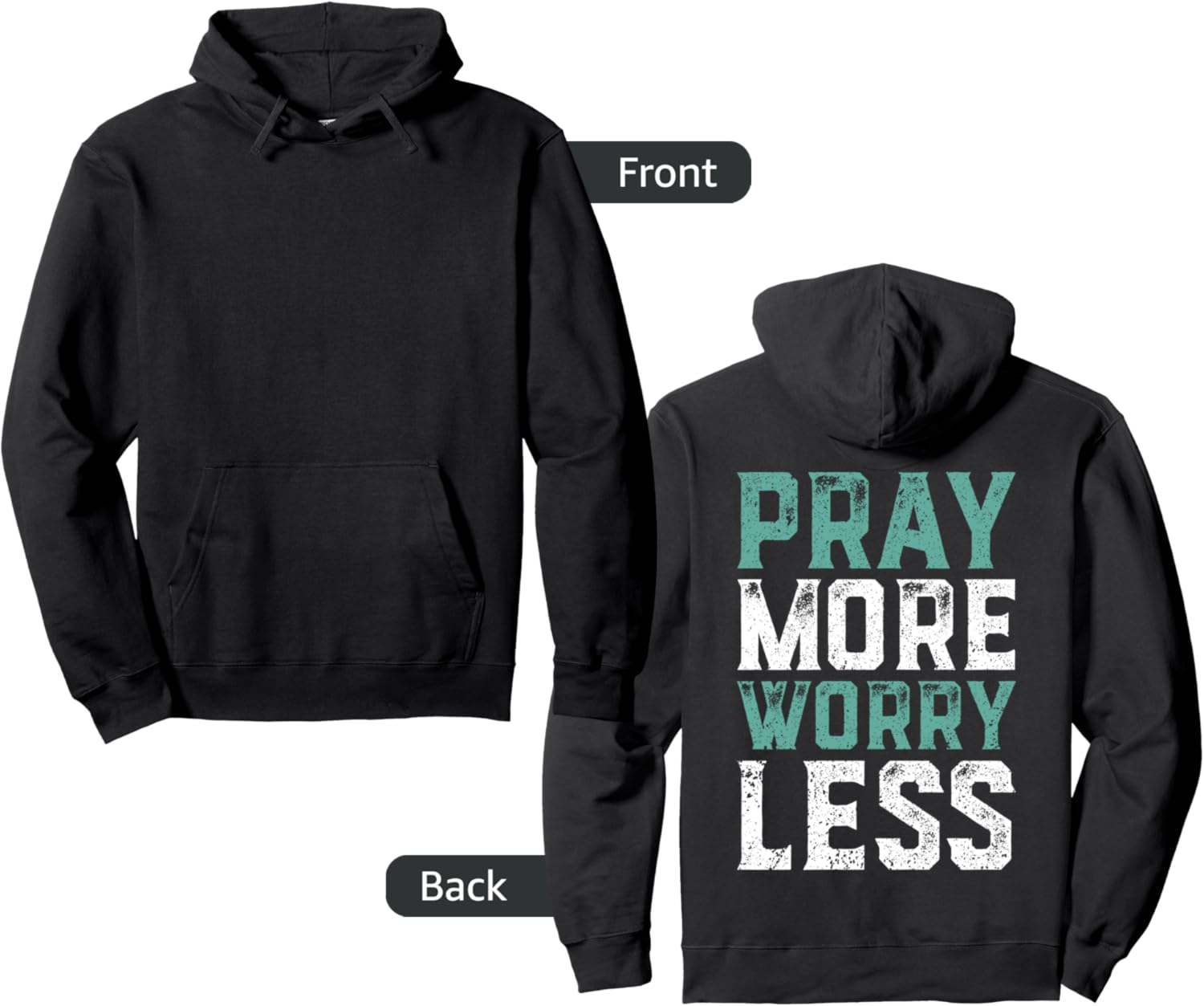 Pray More Worry Less   Christian Shirts Faith Pullover Hoodie