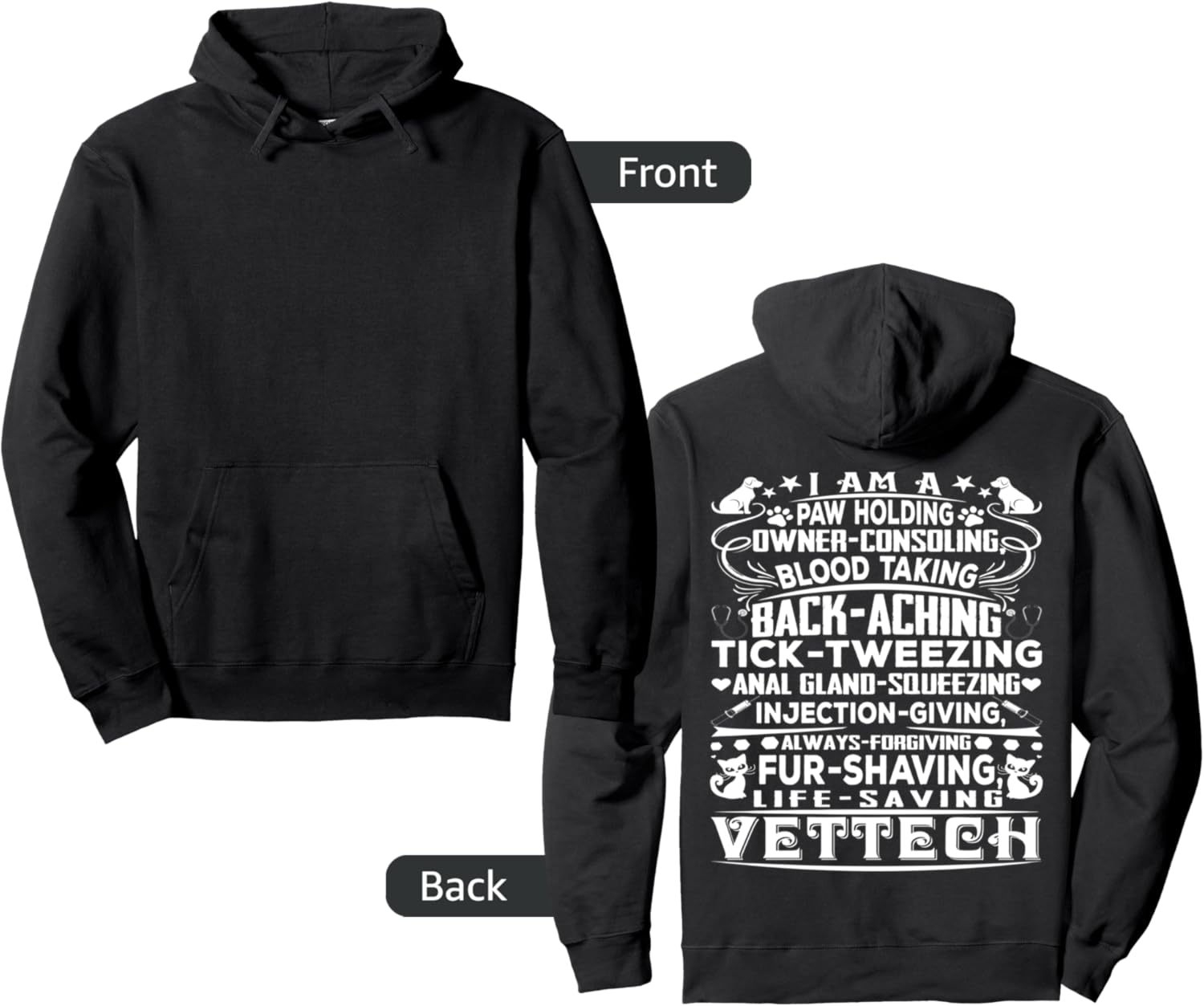 Vet Tech Gifts Funny Vet Tech Hoodie ,Grey ,Small