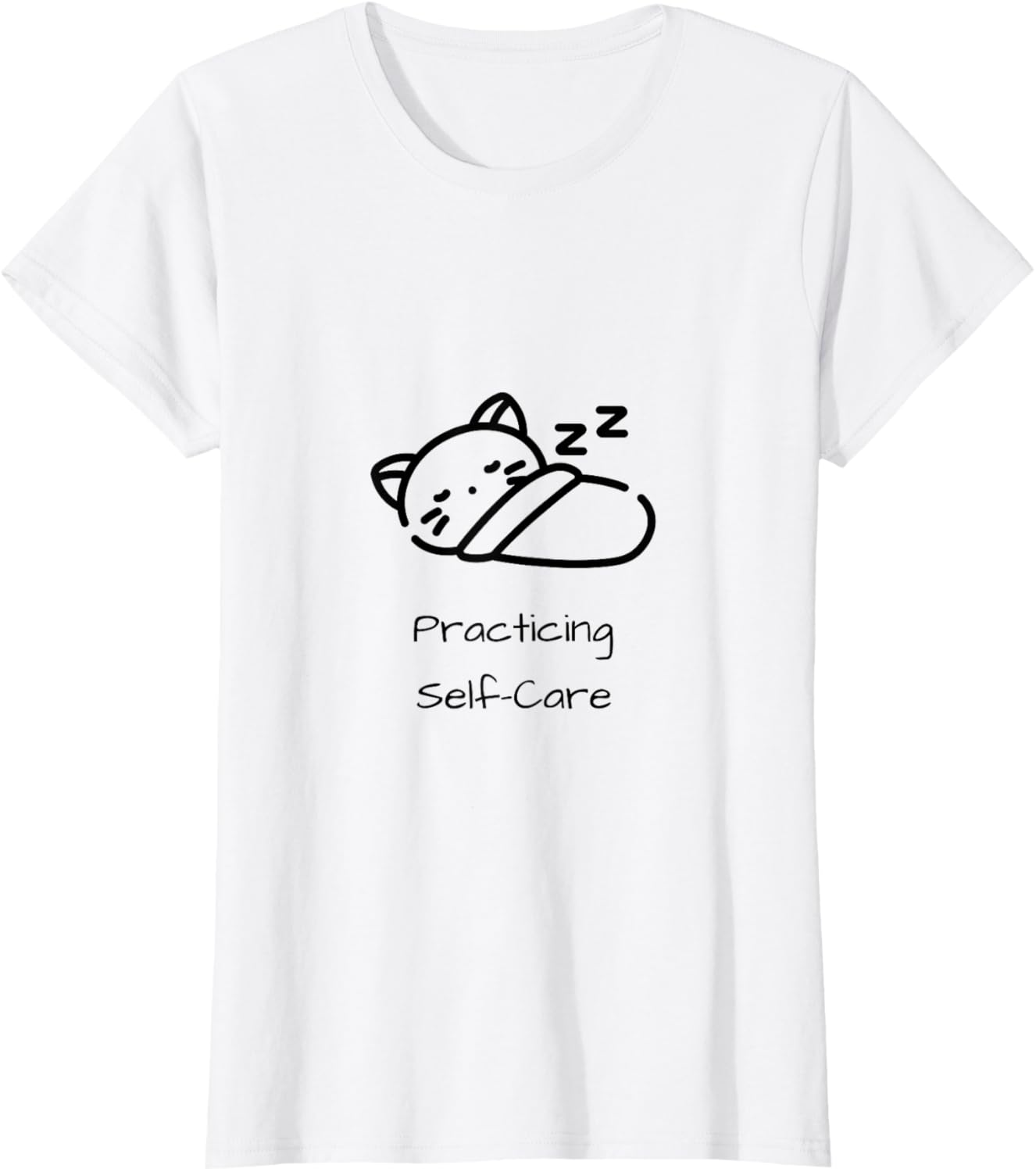 Practicing Self Care Funny Lazy Cat | Relaxation Aesthetic T Shirt for Women