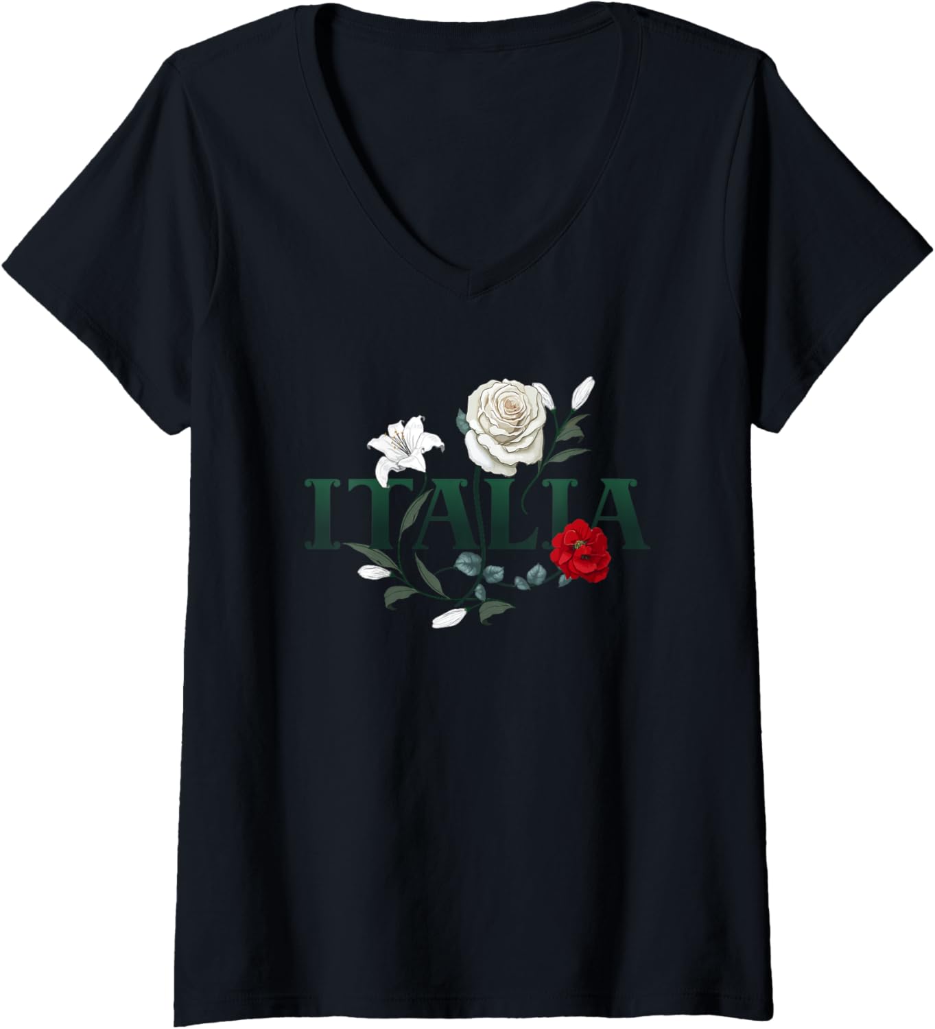 Womens Flowers of Italy   Vintage Style Minimalist Boho V Neck