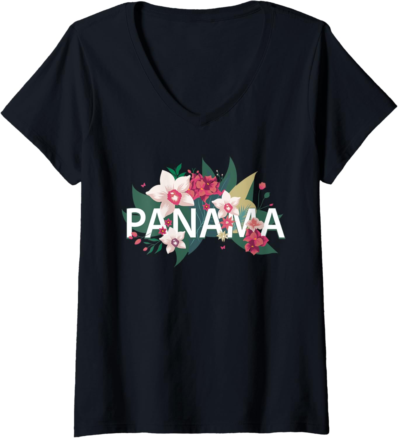 Womens Flowers of Panama   Vintage Style Minimalist Boho V Neck