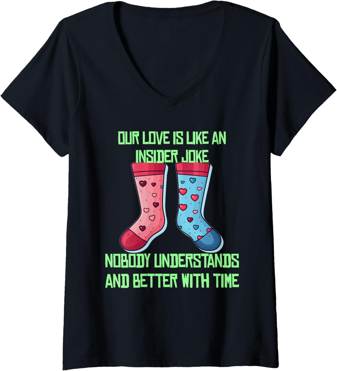 Insider love jokes costume with socks and funny couples V Neck