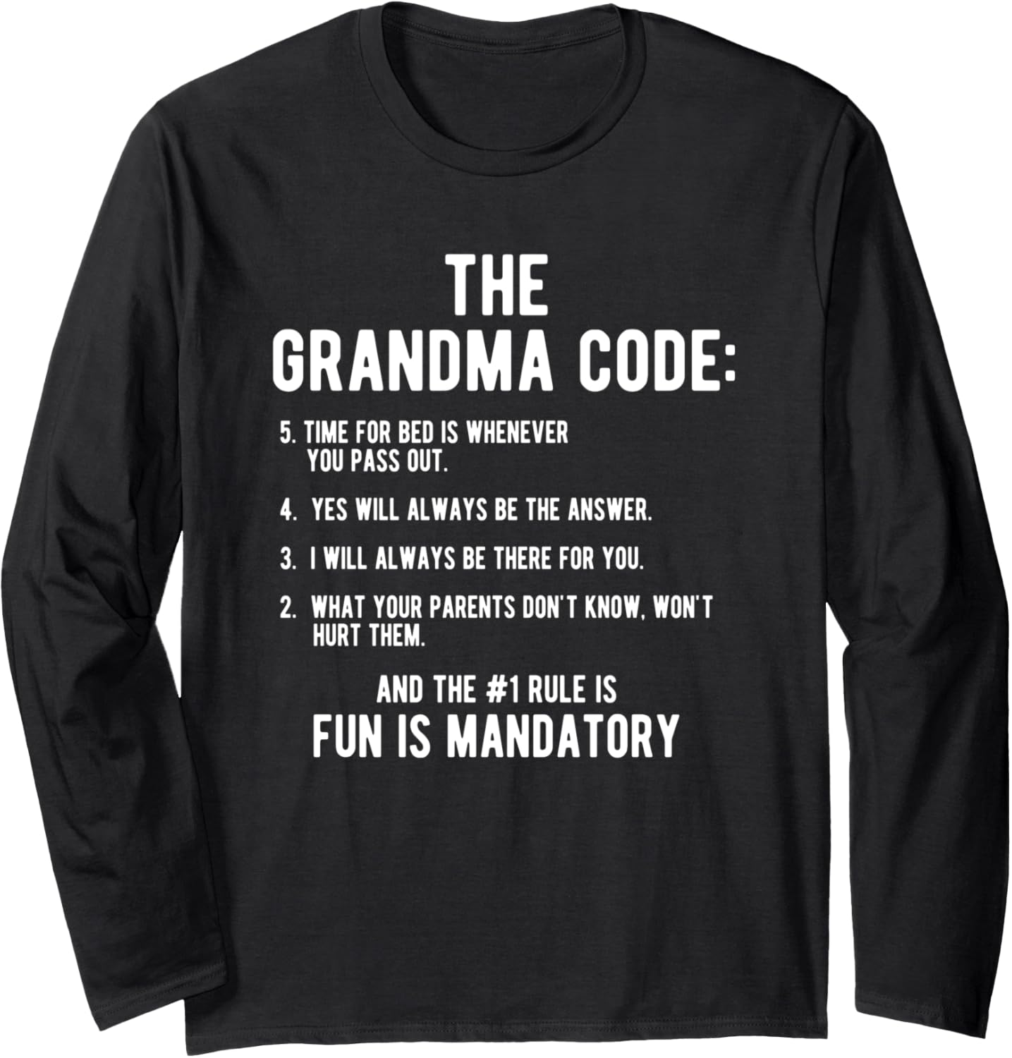 Grandma Gift From Granddaughter Grandson The Grandma Code Long Sleeve