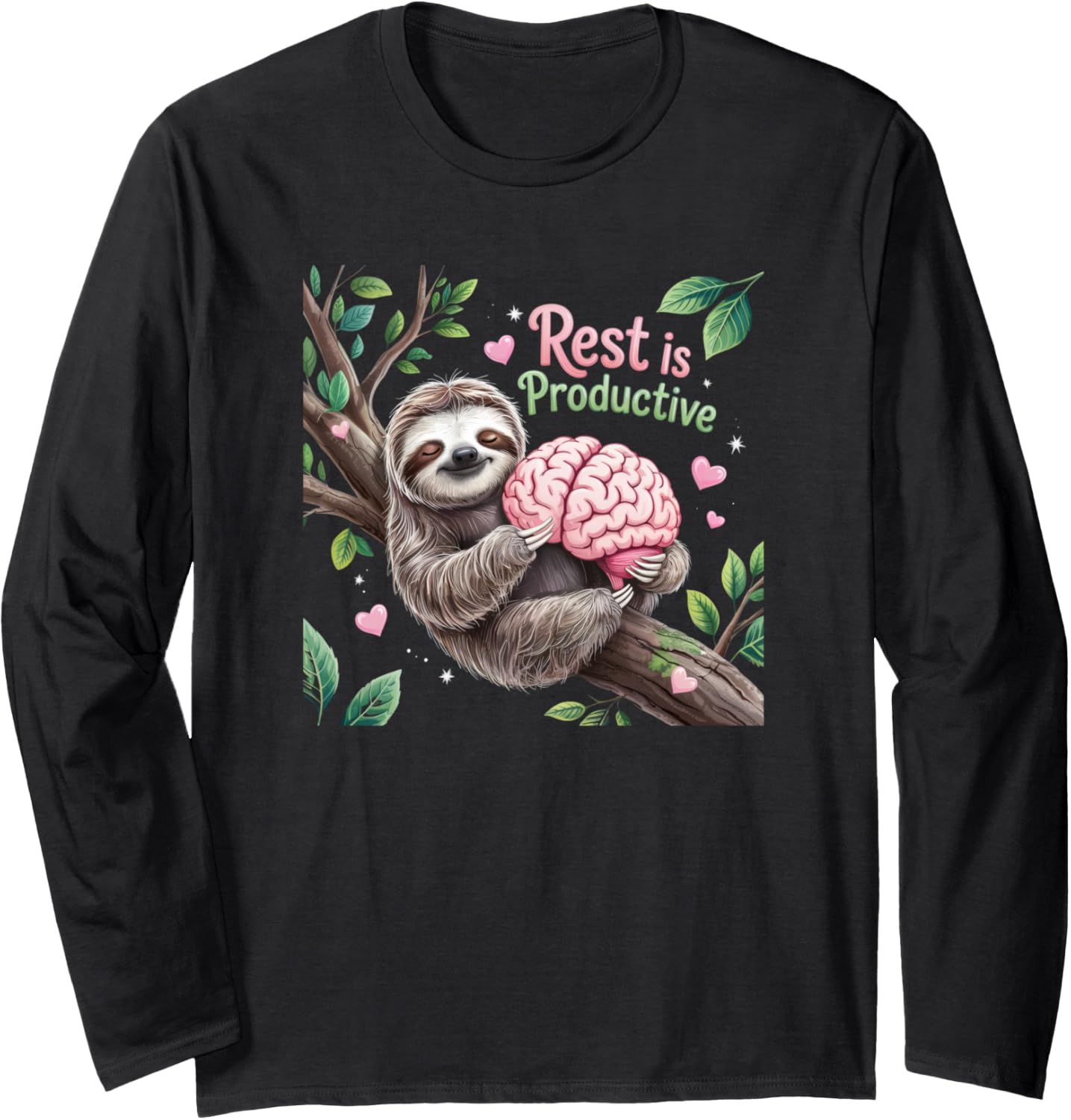 Rest Is Productive Funny Sloth Mental Health Awareness Long Sleeve