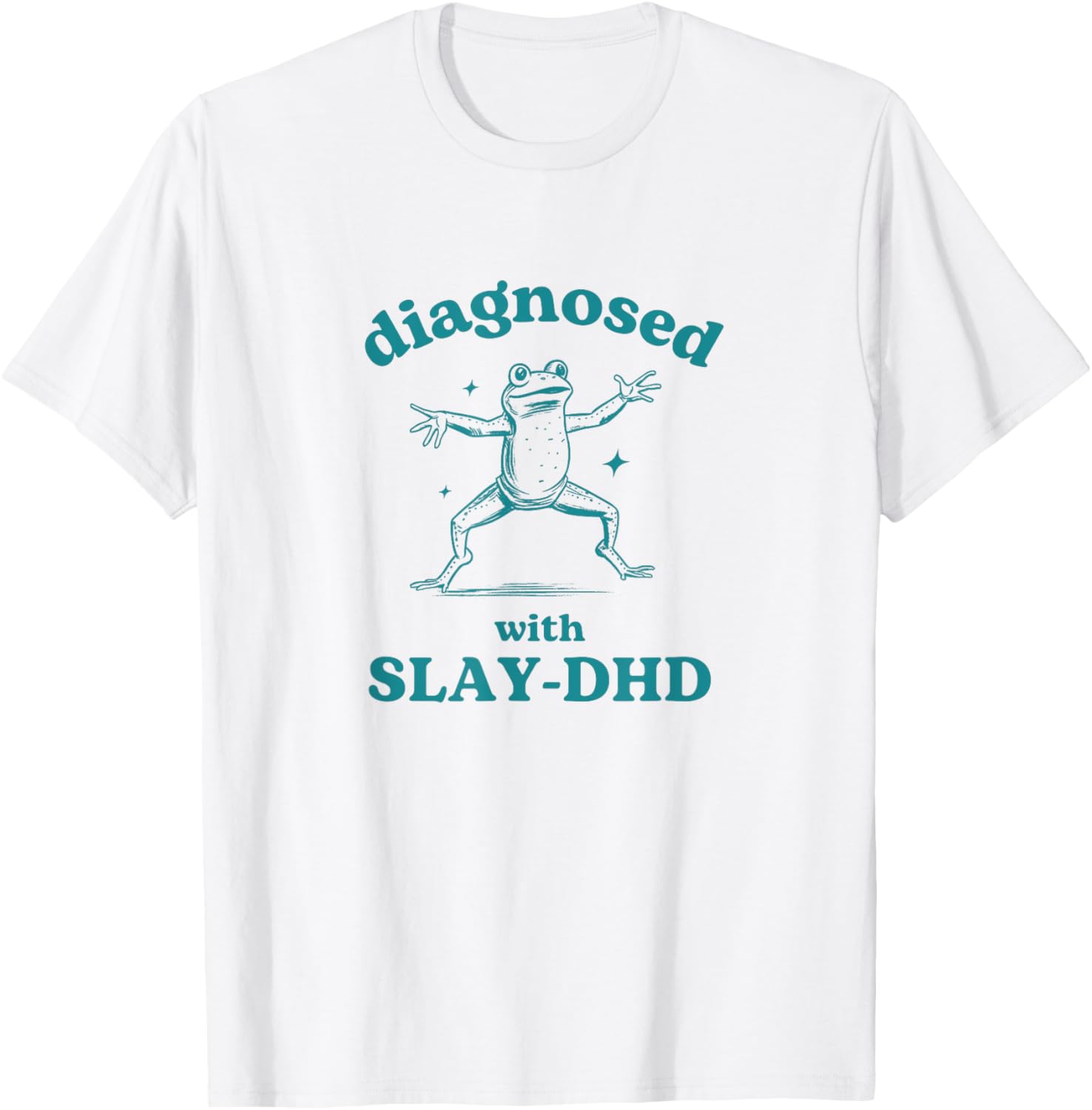 Diagnosed Slay DHD Funny ADHD Frog Meme Silly Pun Y2K Goofy