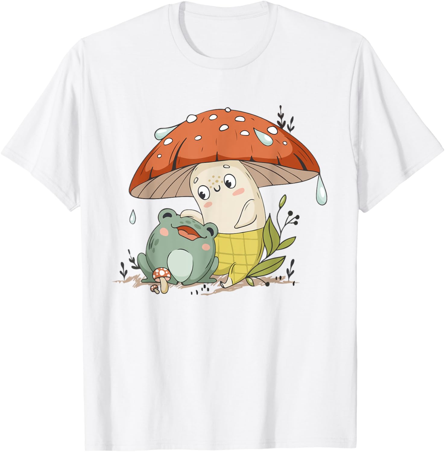 Cute Frog Mushroom Shirt Girl Teen Women Cottagecore Kawaii