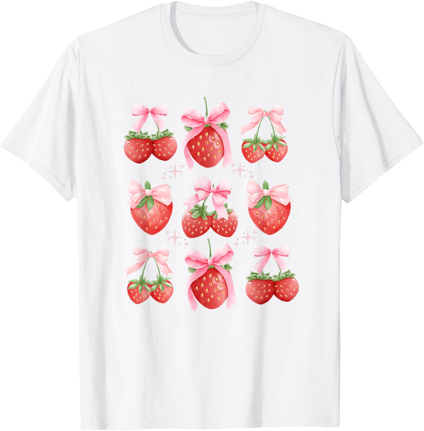 Cute Pink Bow Coquette Strawberry Clean Girl Aesthetic