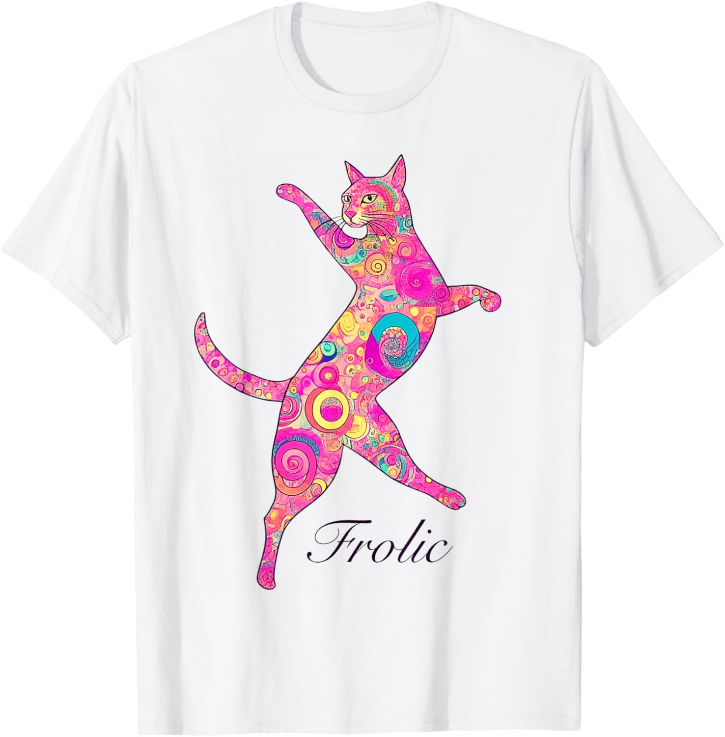 Multicolored Frolicking Cat T Shirt for Men Women Kids