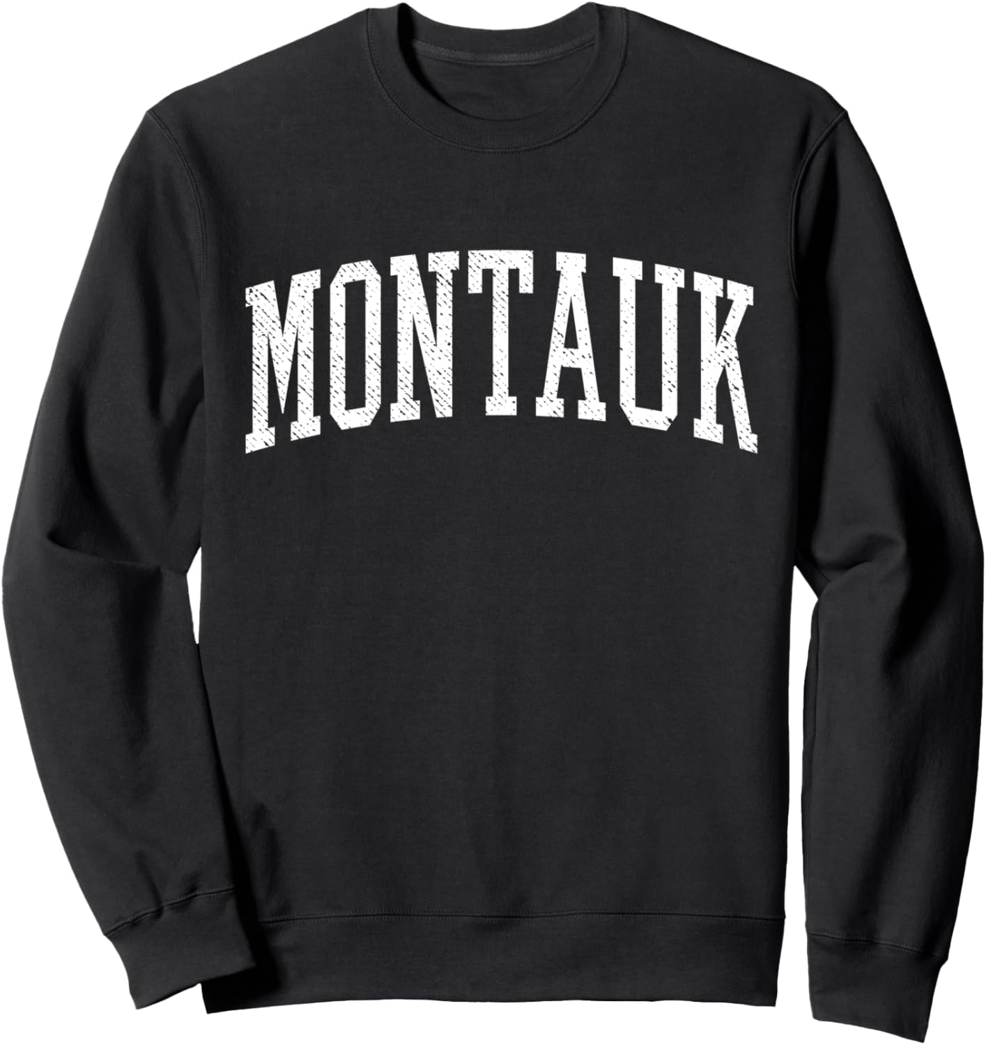 Classic Black Unisex Varsity Distressed Montauk Sweatshirt