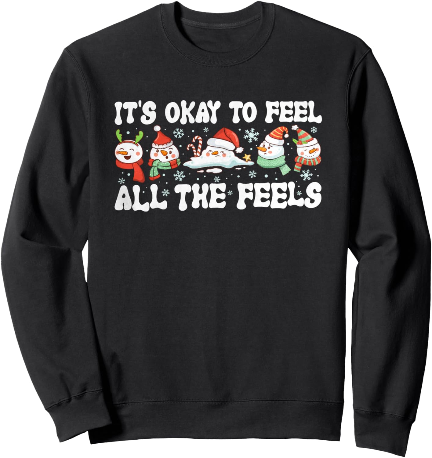 It'S Okay To Feel All The Feels Mental Health Christmas Sweatshirt