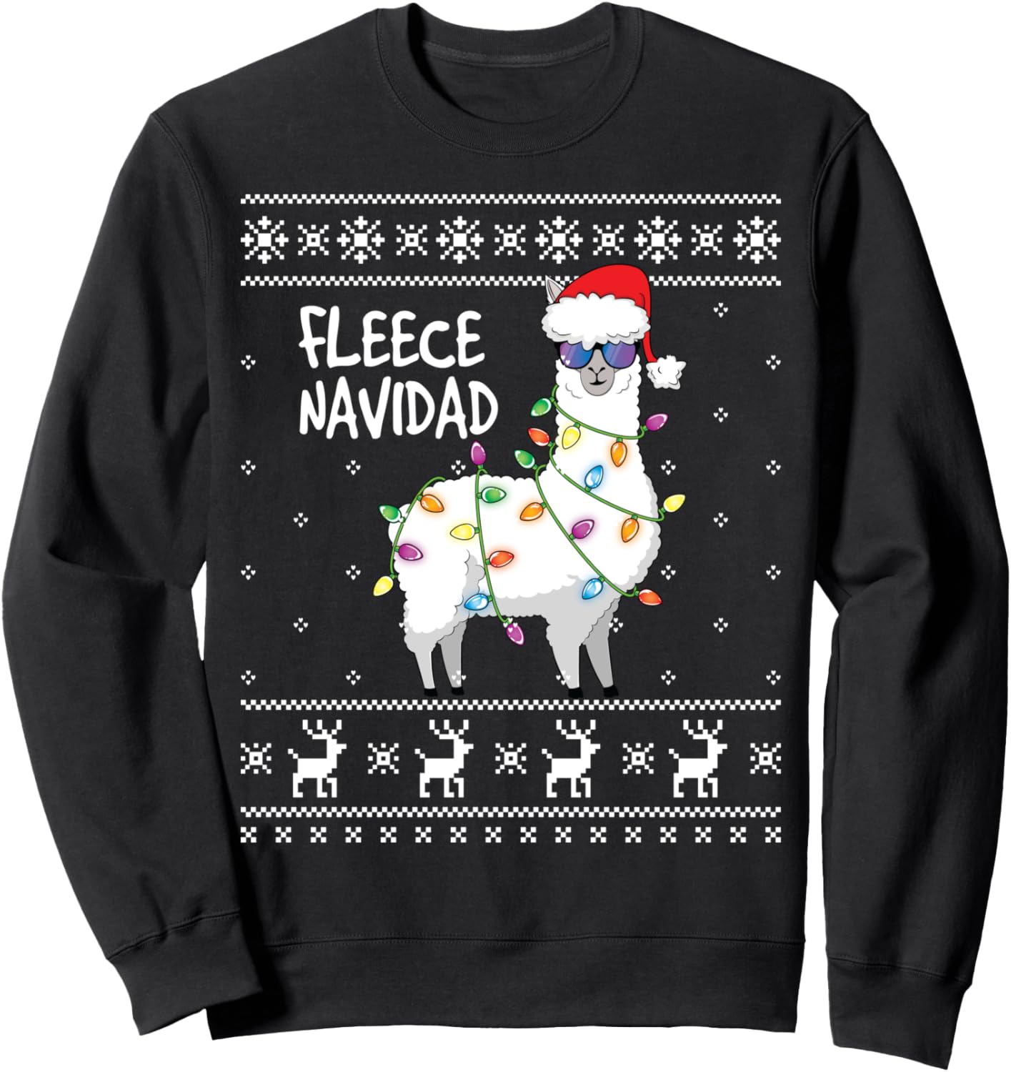 Fleece Feliz Navidad Funny Llama Ugly Christmas Sweater Sweatshirt
