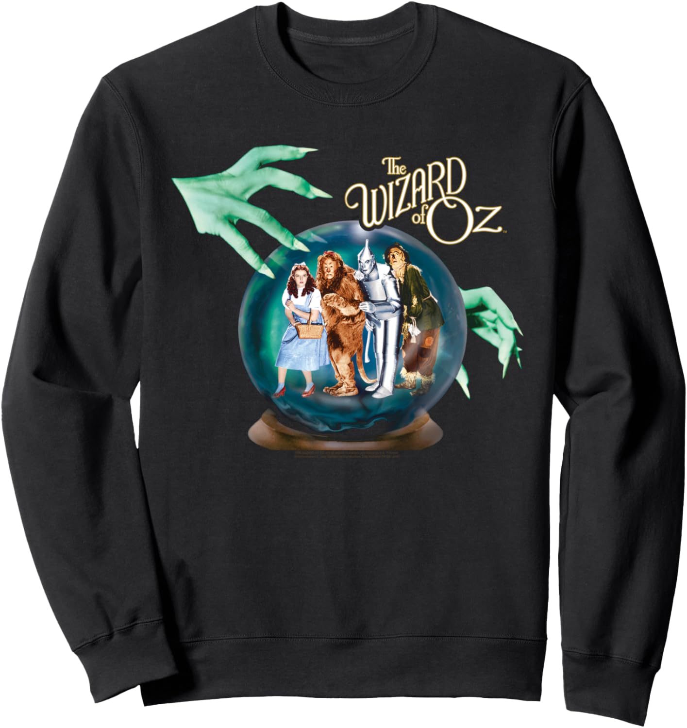 Warner Bros. Wizard of Oz Crystal Ball Sweatshirt   Unisex Adult Black Small Classic Themed Sweatshirt