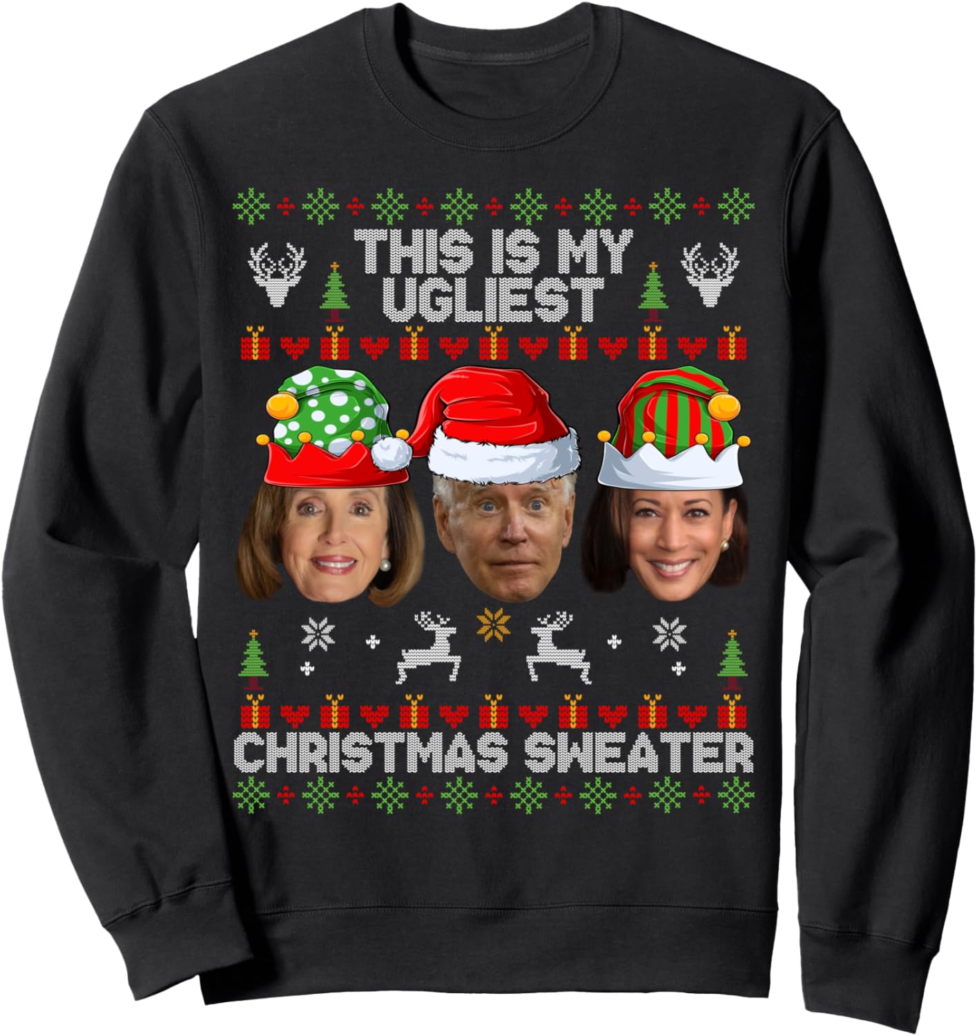 This Is My Ugliest Christmas Sweater Funny Joe Biden Kamala Sweatshirt, Long Sleeve