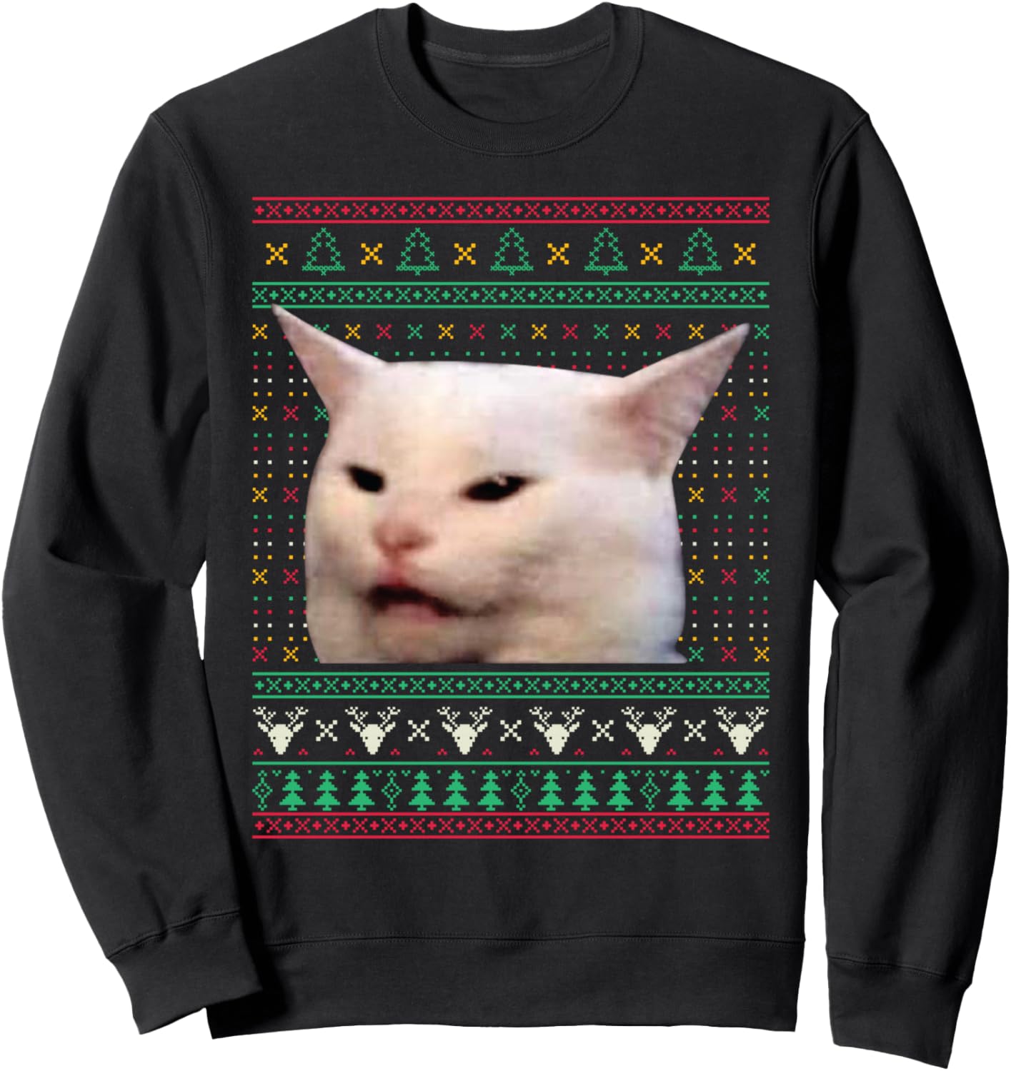 Woman Yelling at a Cat Ugly X mas Sweaters Funny Meme Dress Sweatshirt