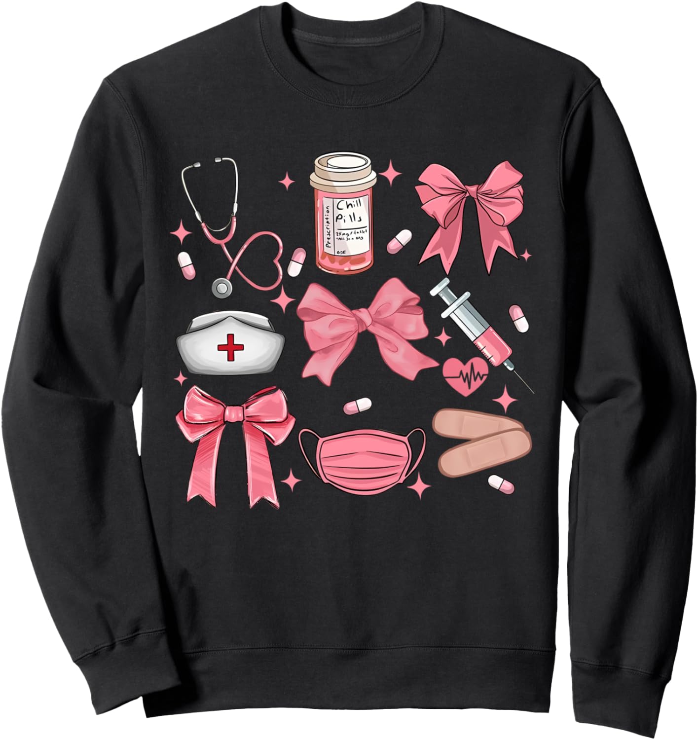 Retro Nurse Coquette Pink Bow Girly Nursing Student Women Sweatshirt