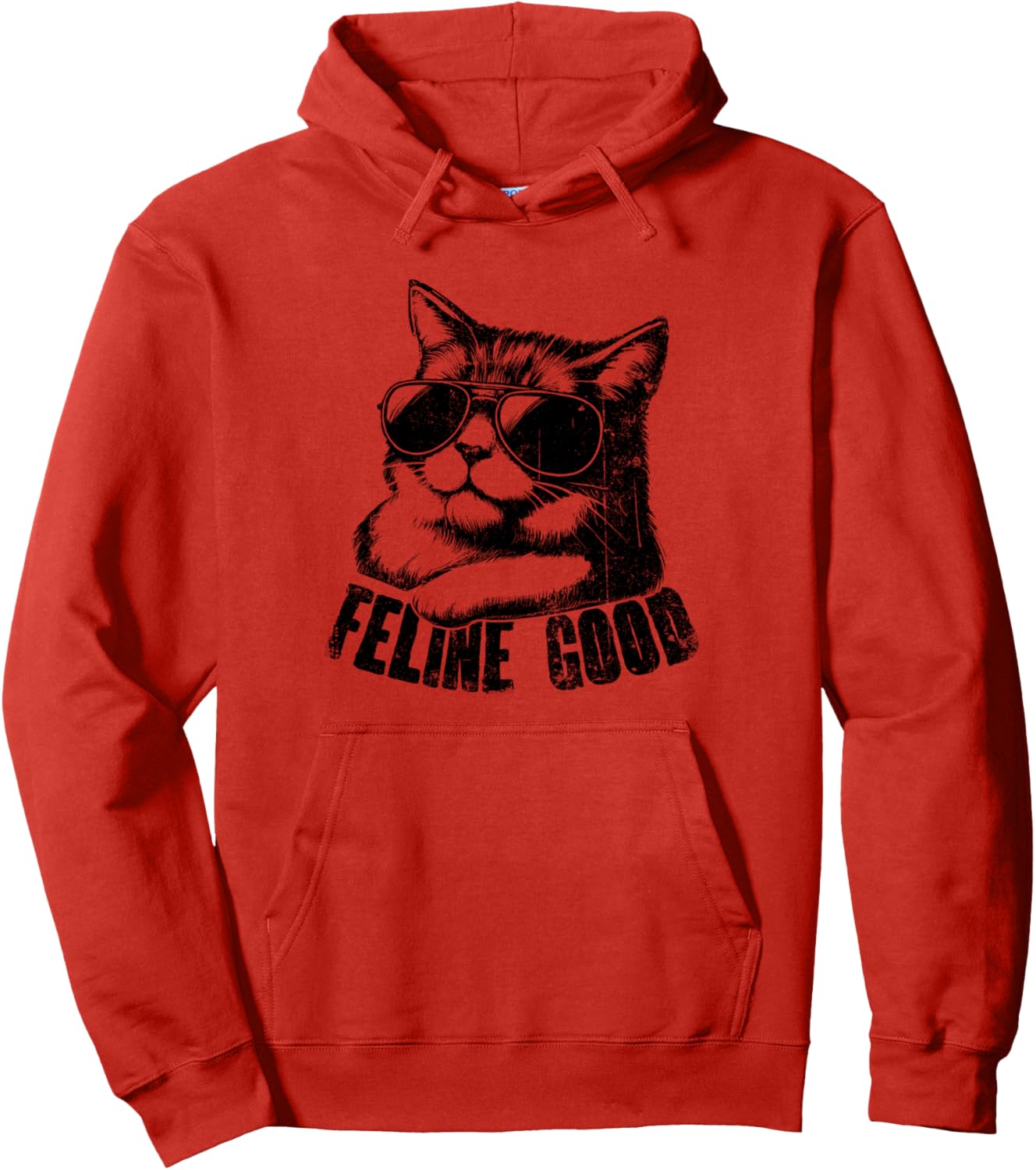 Feline Good Positive Pun Cool Wordplay For Cat Lover Mom Pullover Hoodie