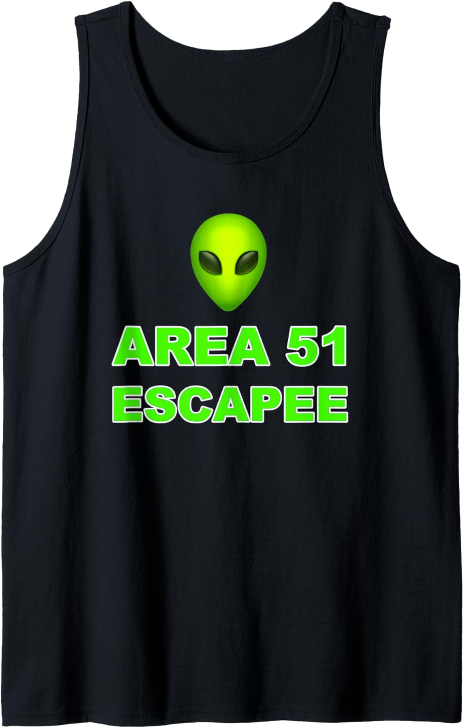 Area 51 Escapee Funny Alien Halloween Costume Green Gray Tank Top