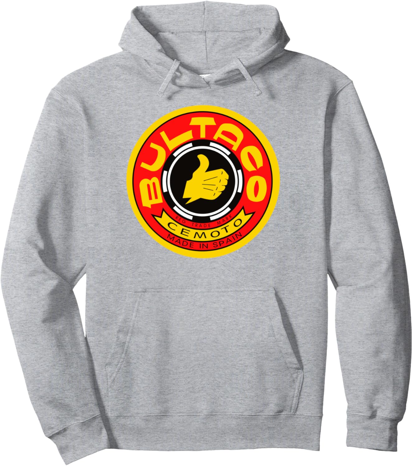 Sunshine Boy Graphic Arts Vintage Bultaco Motorcycle Design Unisex Adults Classic Fit Grey Long Sleeve Cotton Polyester\/100% Solid Hoodie with Kangaroo Pocket for Men's Vacation