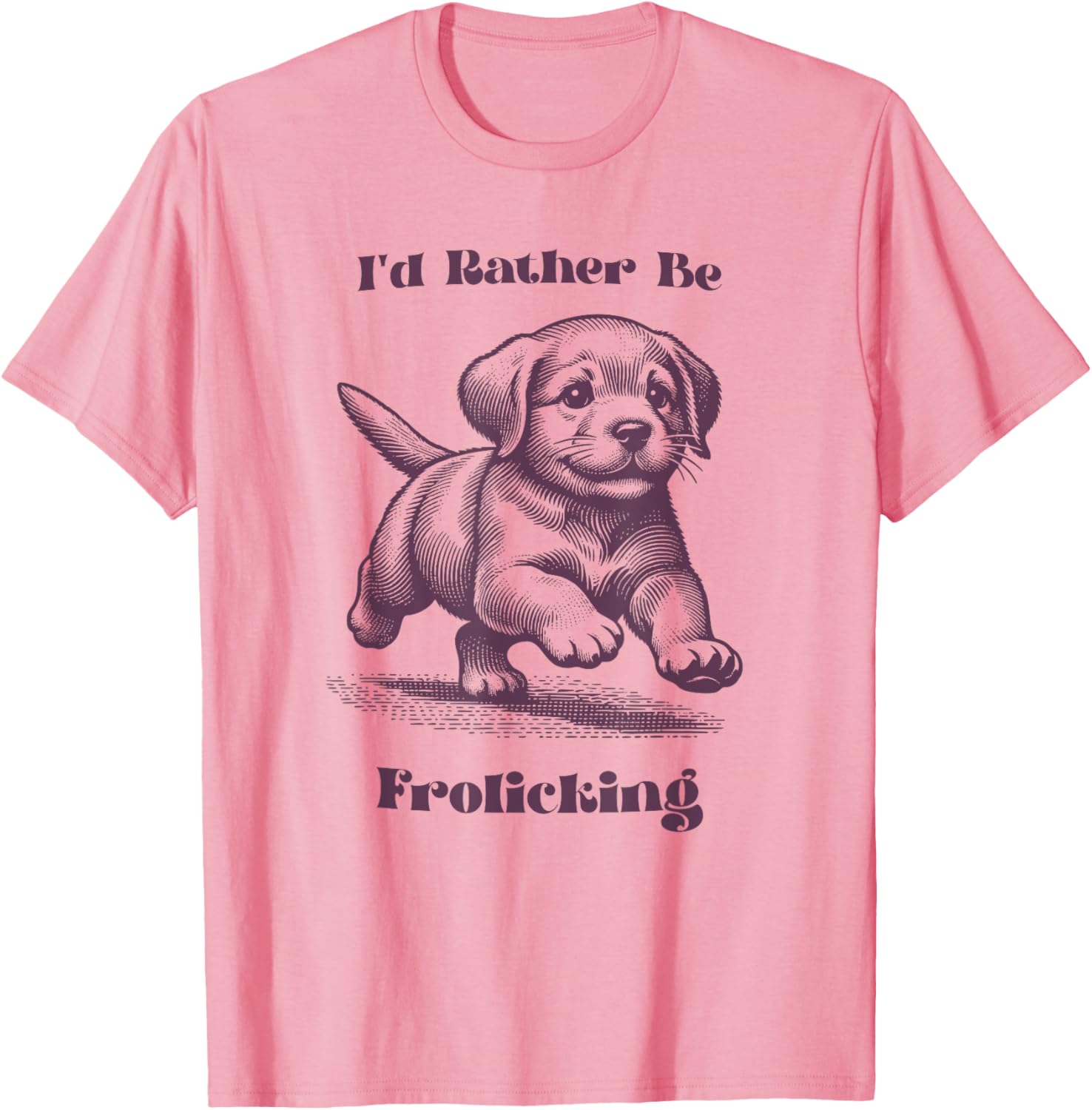 Puppy Dog Vintage I'd Rather Be Frolicking T Shirt for Men Women Kids