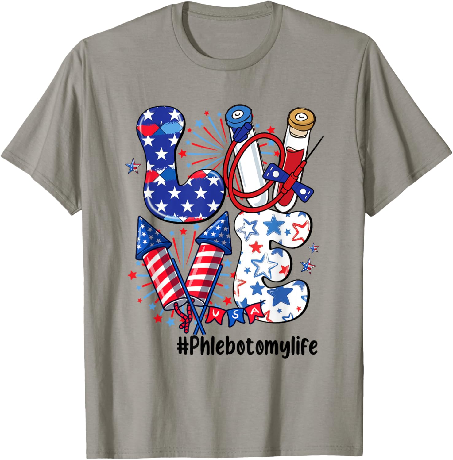 LOVE Phlebotomy Life American Flag Phlebotomist 4th Of July