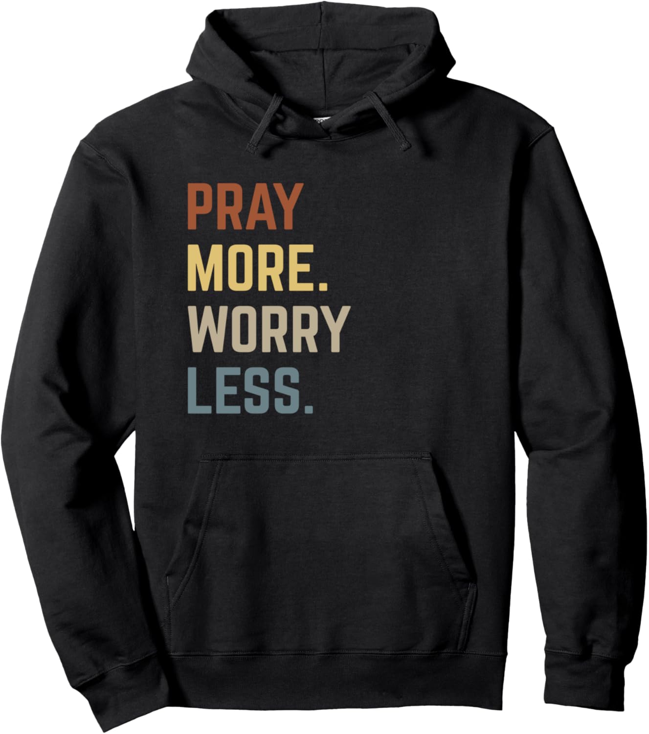 Retro Pray More Worry Less Christian Faith Religious Church Pullover Hoodie