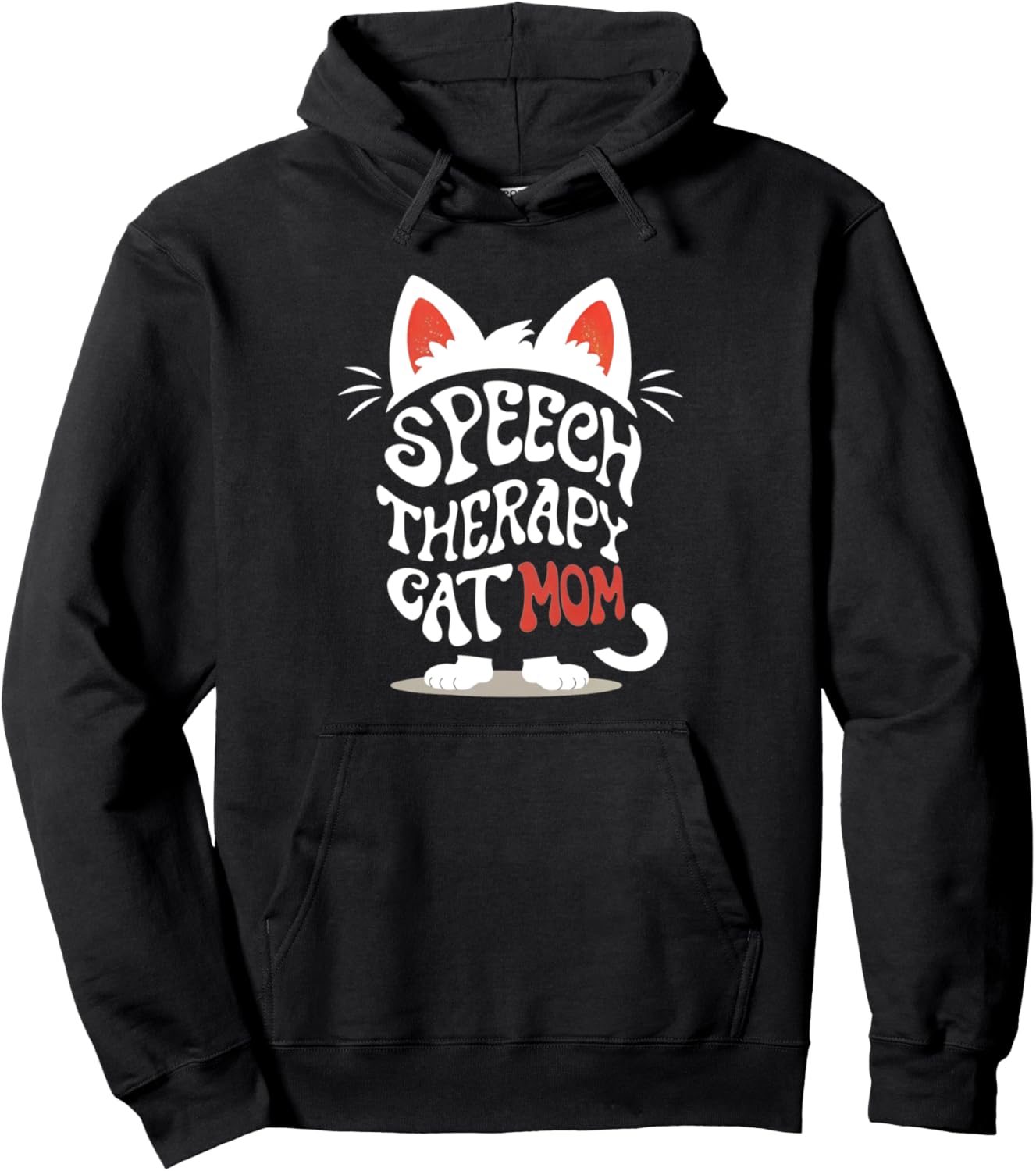 Funny Cat Mom Pun Speech Therapy Day SLP Therapist Cute Pullover Hoodie