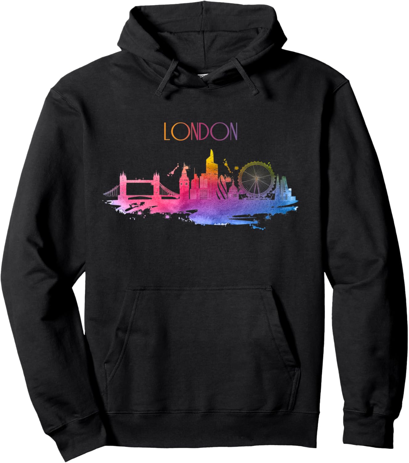 London Skyline Watercolor Art UK England Souvenir Gift Pullover Hoodie