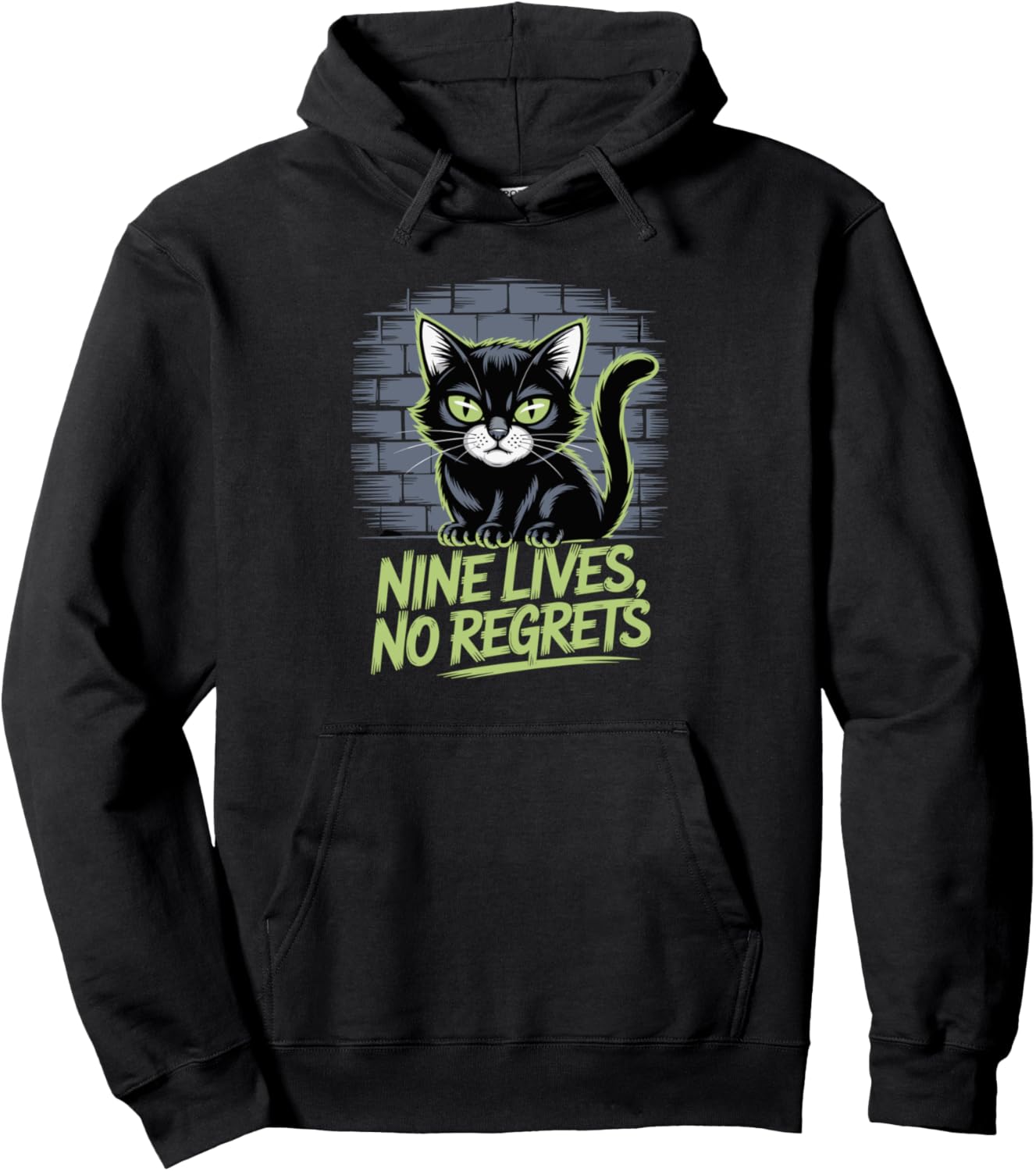 Kitten Pun Cat Mom Gag Funny Cat Humor Nine Lives No Regrets Pullover Hoodie