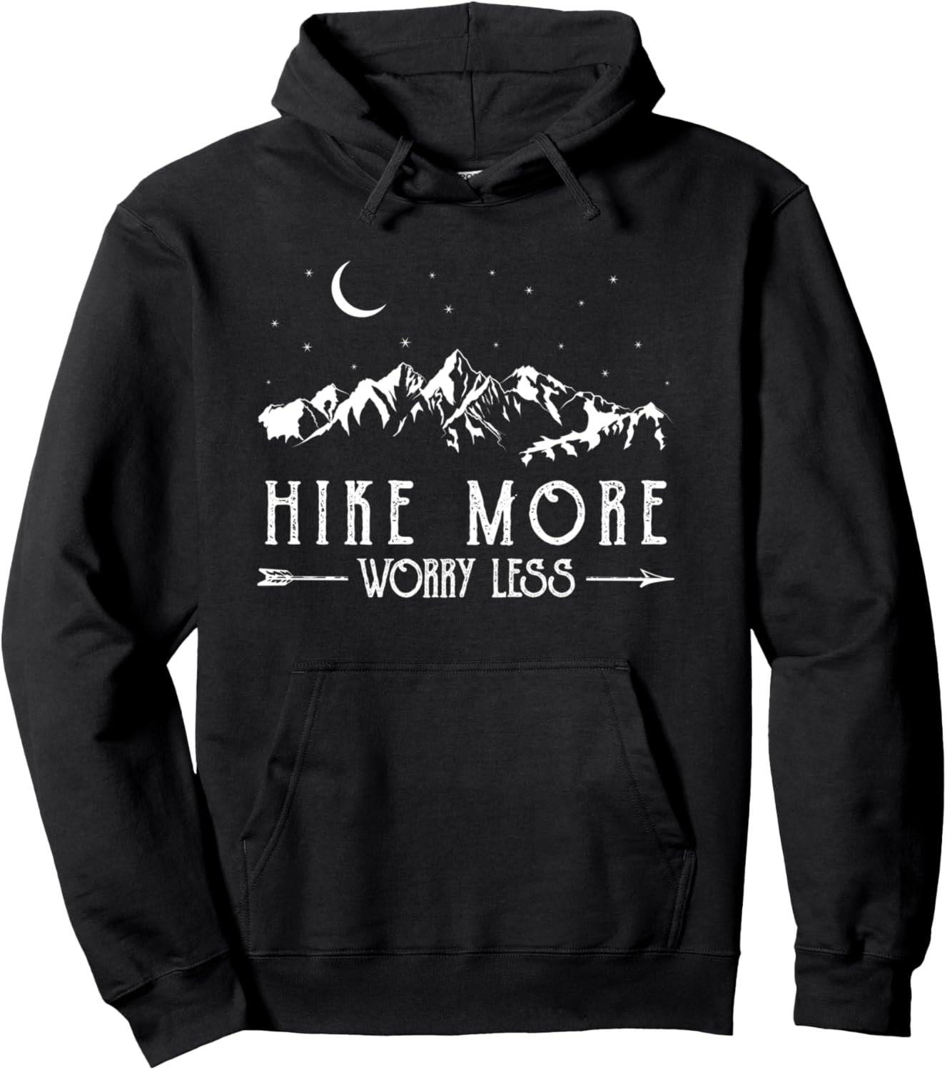 Hike More Worry Less Funny Nature Lovers Hiking Mountains Pullover Hoodie