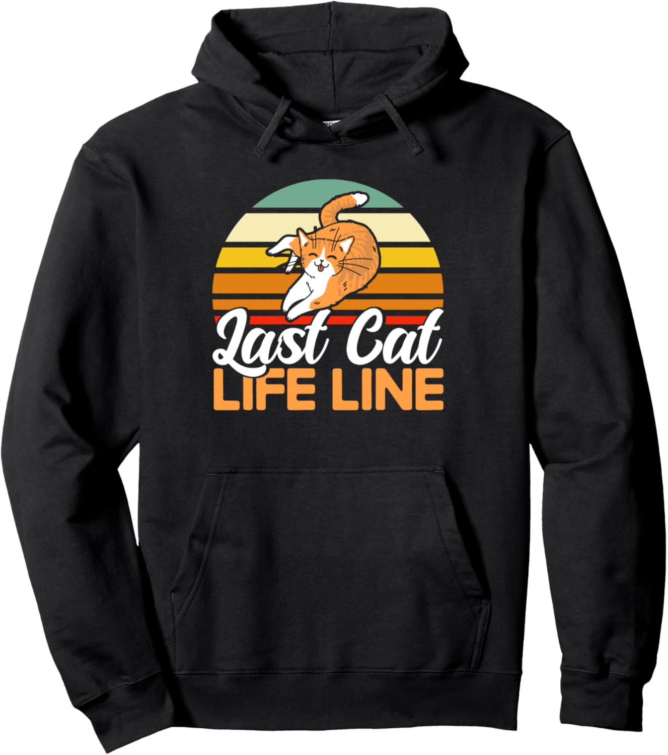 Last Cat Life Line Cat Lover Sayings Pun Cat Mom Funny Pullover Hoodie