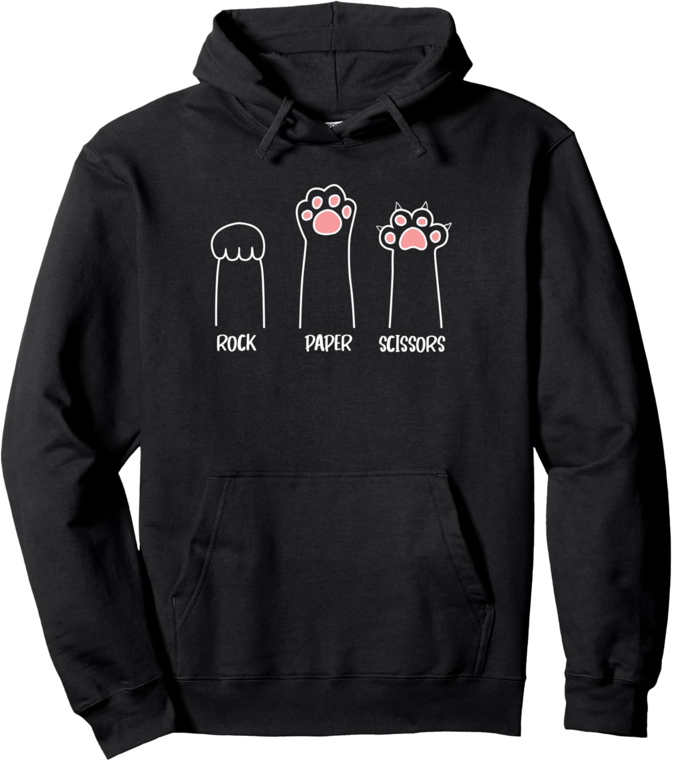 Rock Paper Scissors Hand Game Cute Paw Funny Cat Pullover Hoodie