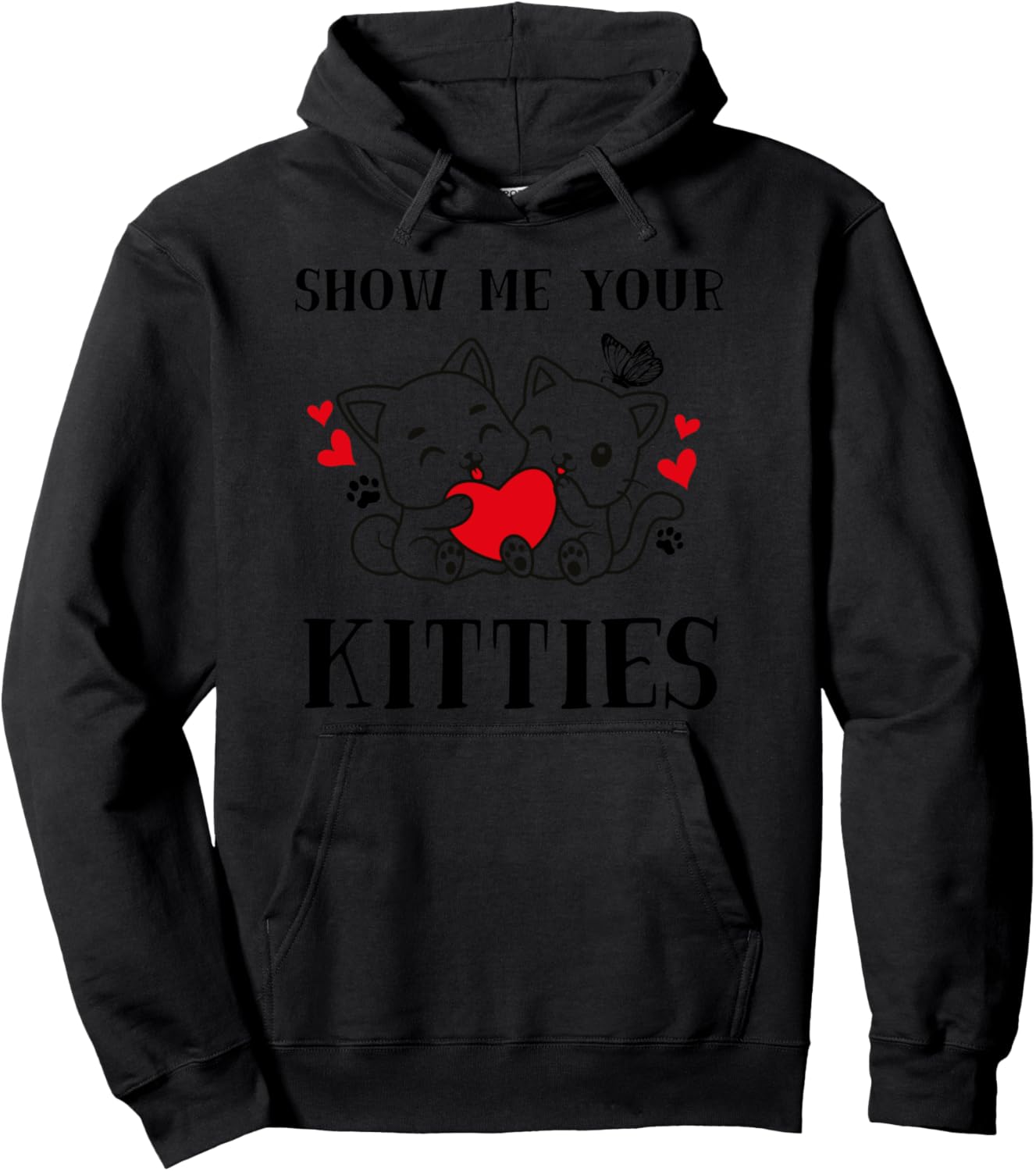 Cat Mom Heart Cats Paw Love Funny Pun Joke Quote Pullover Hoodie