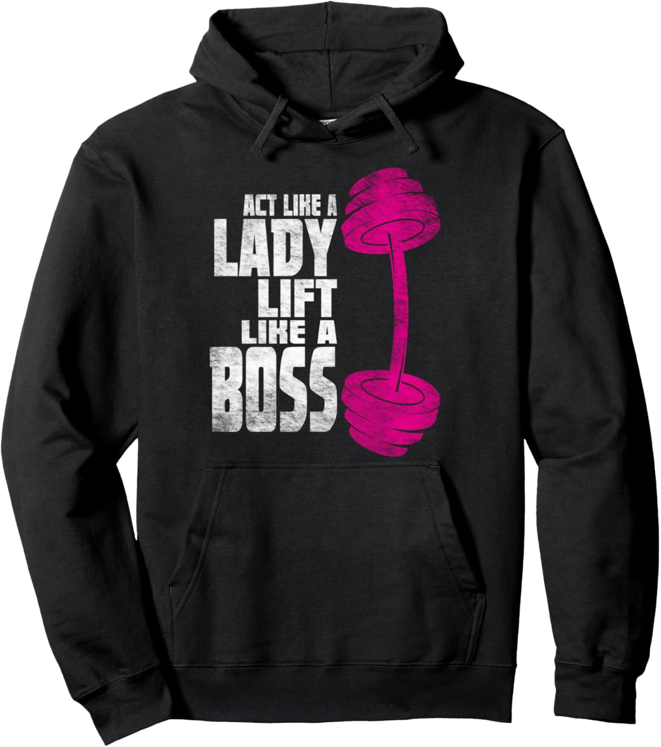 Gym Lady Lift Like A Boss Fitness Distressed Girls Design Pullover Hoodie
