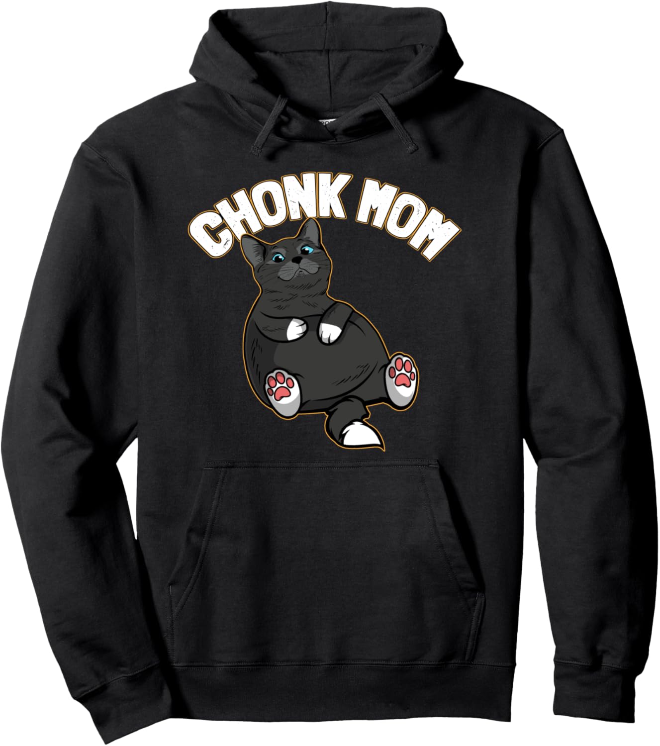Retro Cat Mom Chonk Meme Funny Cats Jokes Pun Lover Vintage Pullover Hoodie