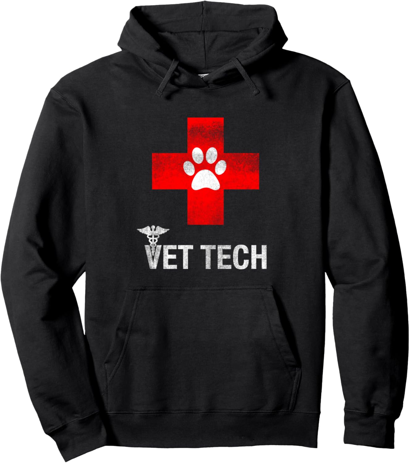 Vet Tech Hoodie, Distressed Vintage Style Vet Tech Shirt Pullover Hoodie