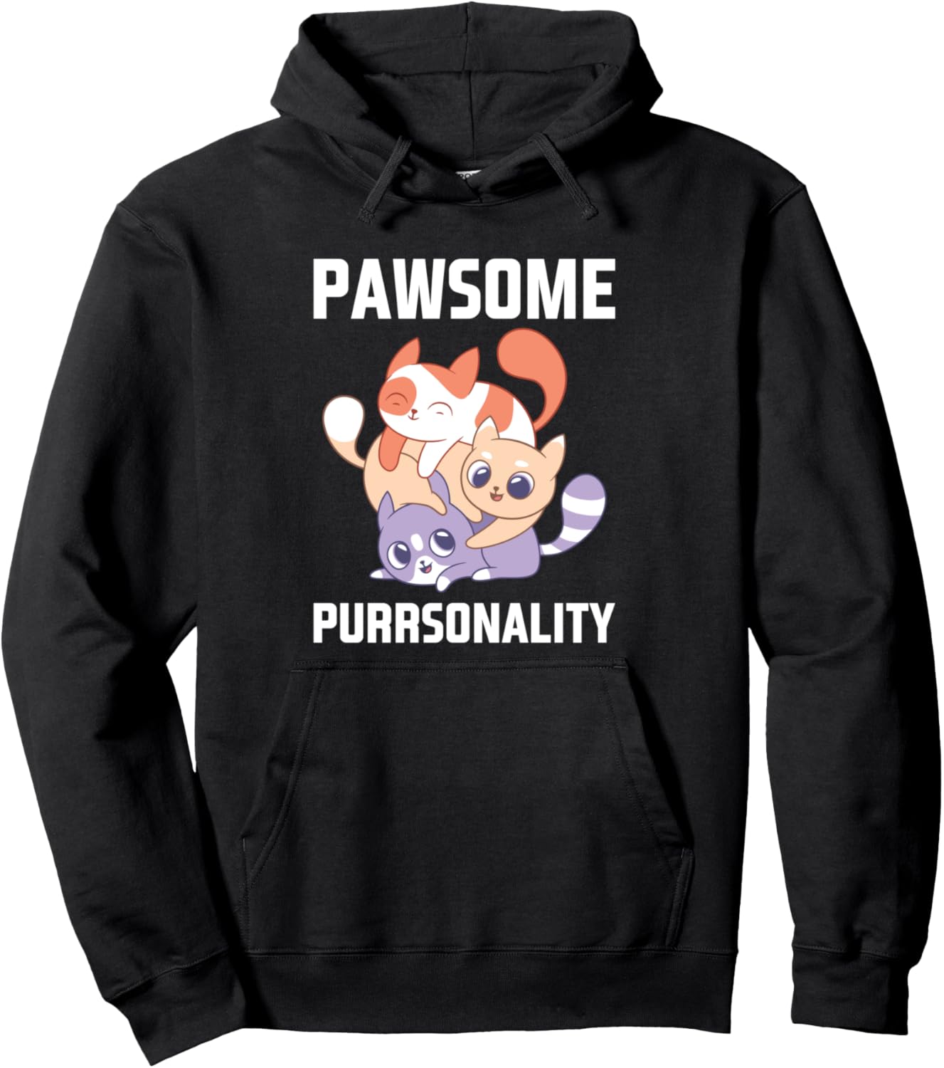 Awesome Purrsonality Funny Cat Pun Cute Feline Mom Dad Pullover Hoodie