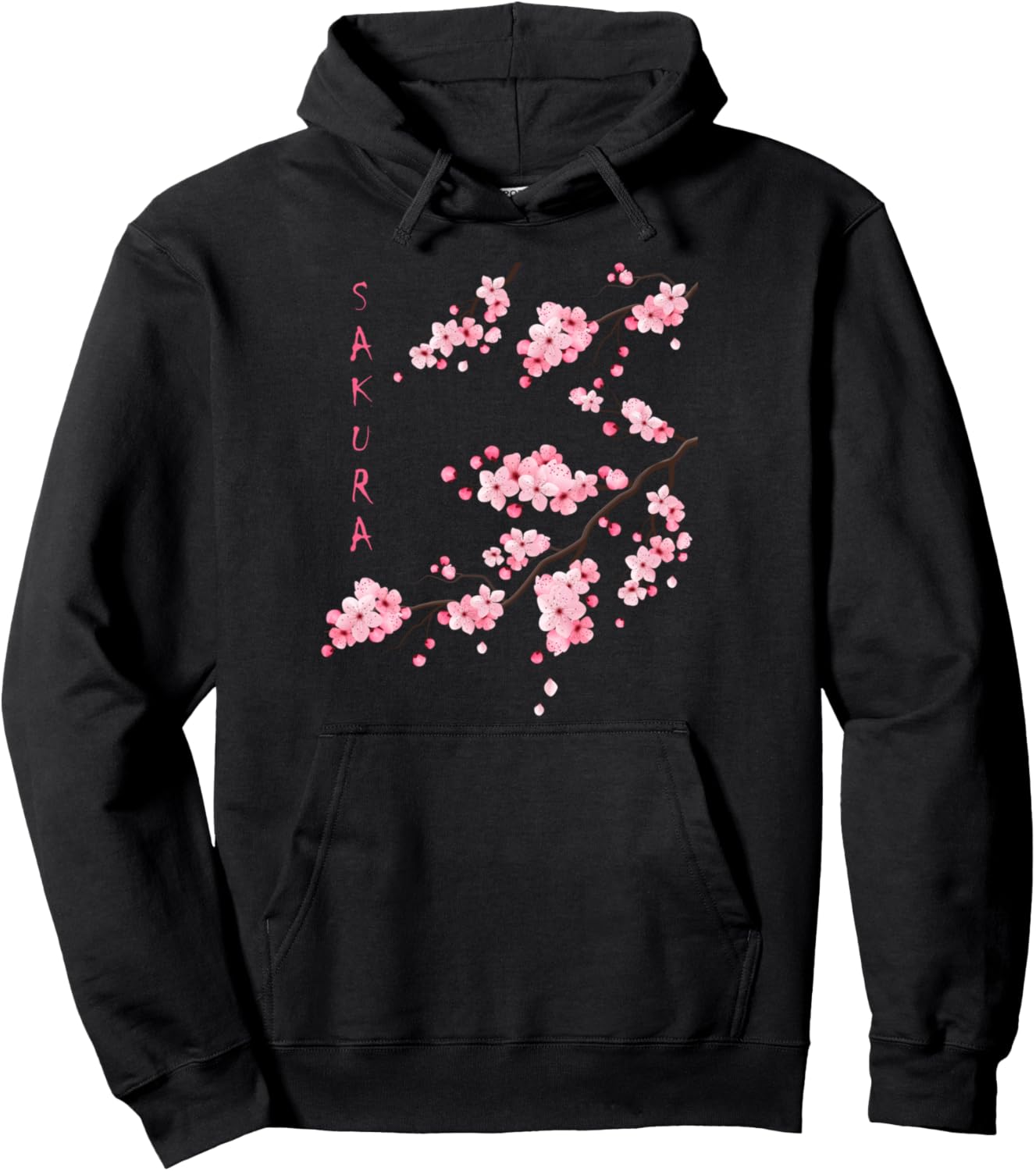 Vintage Sakura Cherry Blossom Japanese Graphical Art Pullover Hoodie