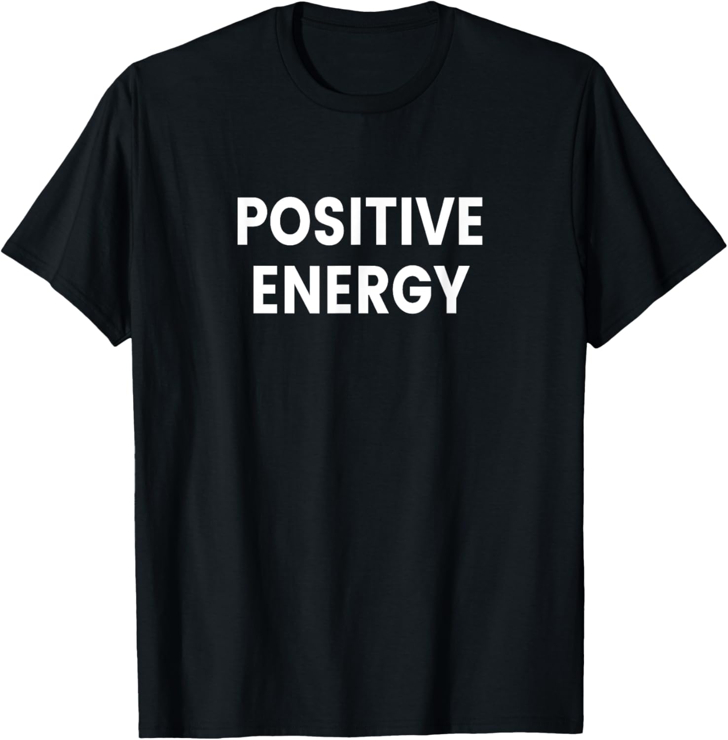 Positive Energy Unisex Adults Black Cotton Polyester Modern Crew Neck Short Sleeve T Shirt Small
