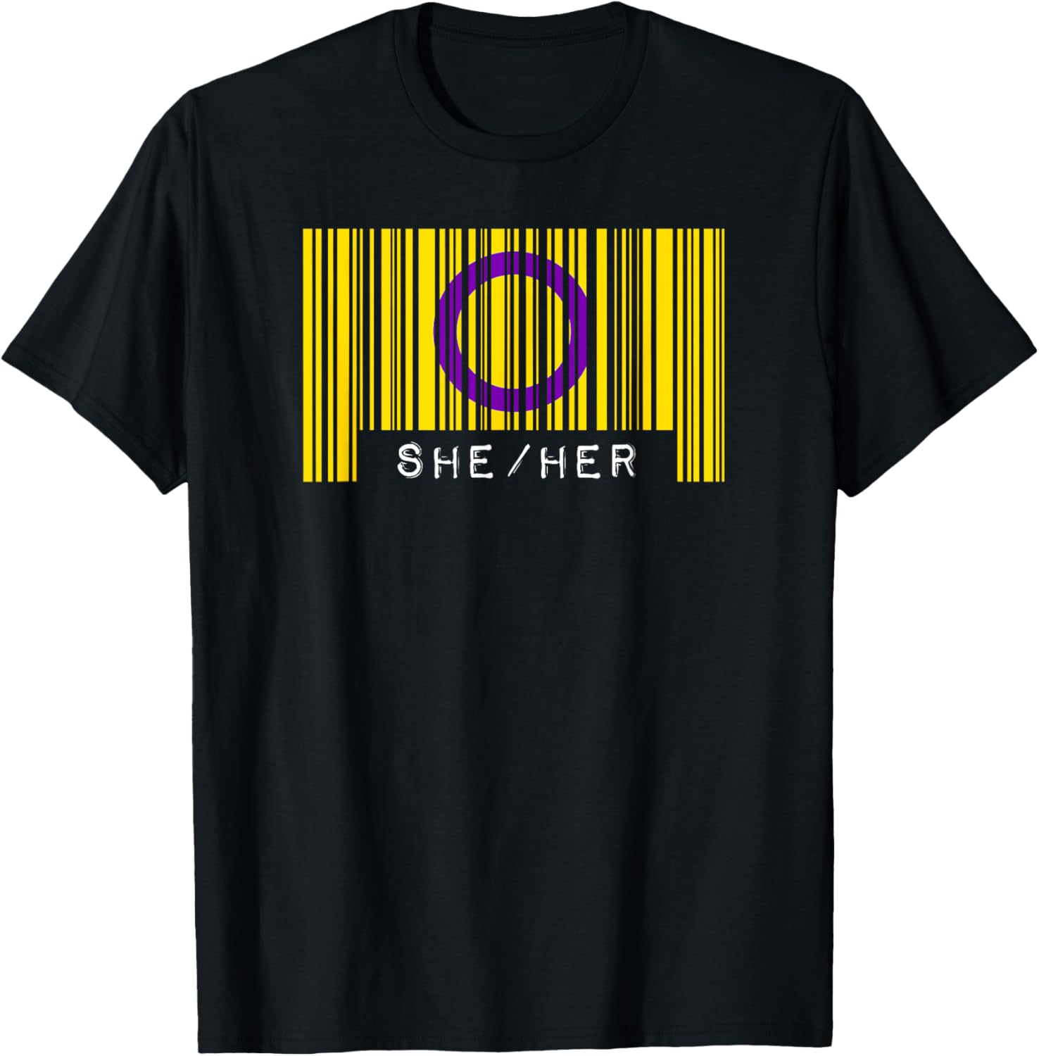 She Her Gender Pronouns Intersex Pride Flag Barcode