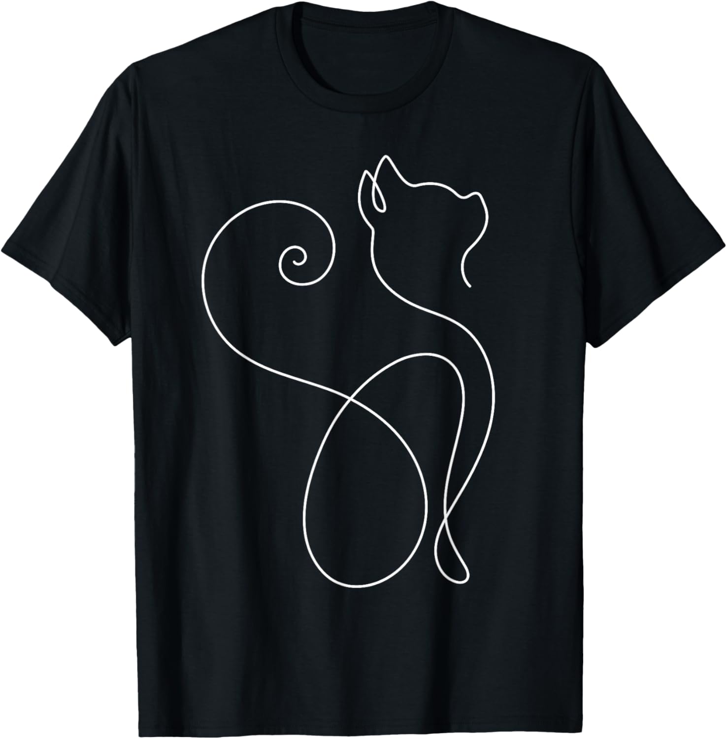 Minimalist Cat Tshirt   Minimalism   Outline Lineart Tee